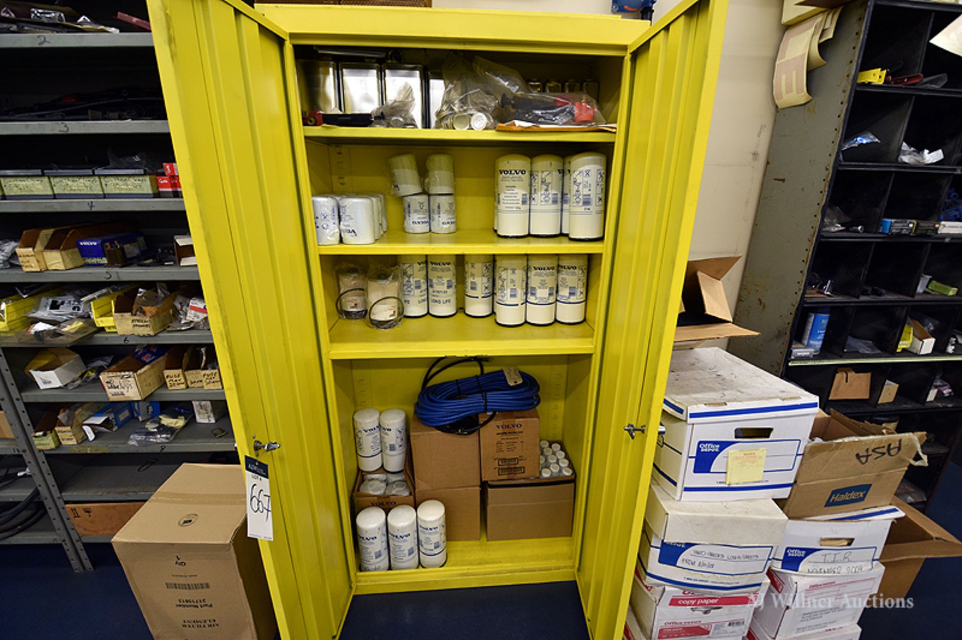 2 Door Storage Locker with Contents (Air Filters and Oil Filters)