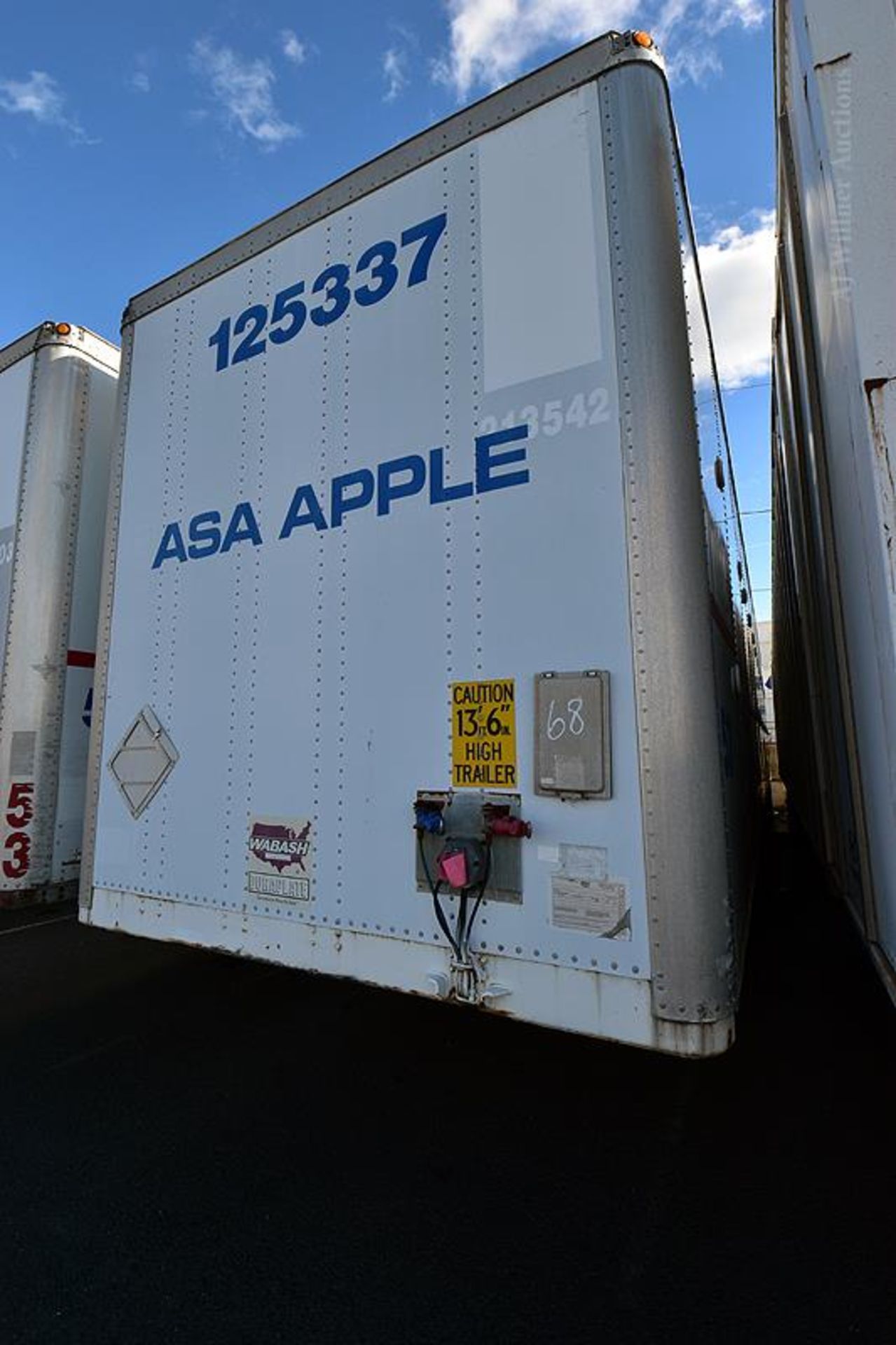 2000 Wabash 53'-0 tandem axle van trailer, 13'-6' high, VIN 1JJV532W9YL588069 (Unit #125337)