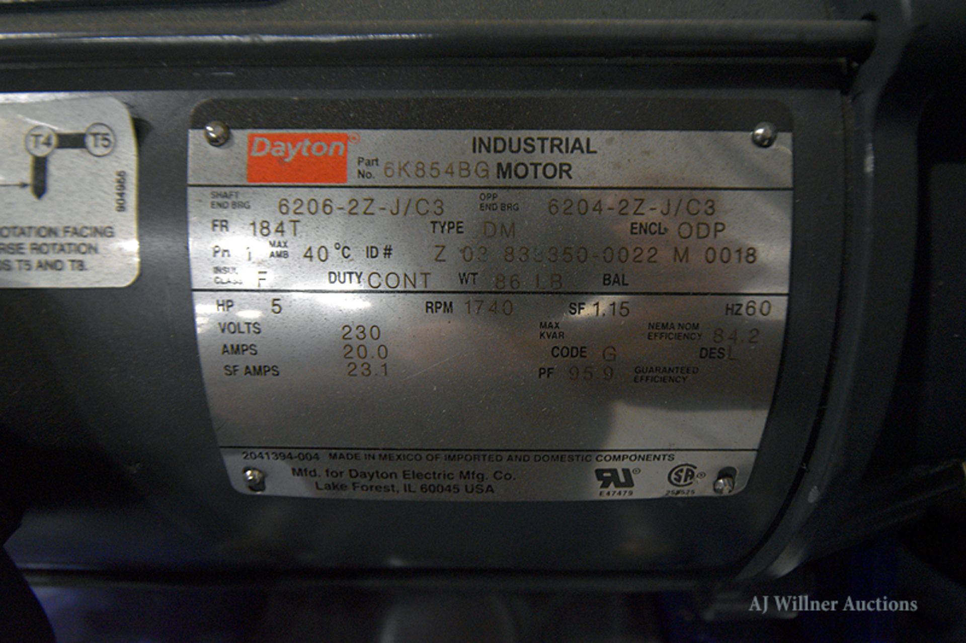Champion Air compressor w/ 5 H.P. motor w/ vertical tank - Image 3 of 3