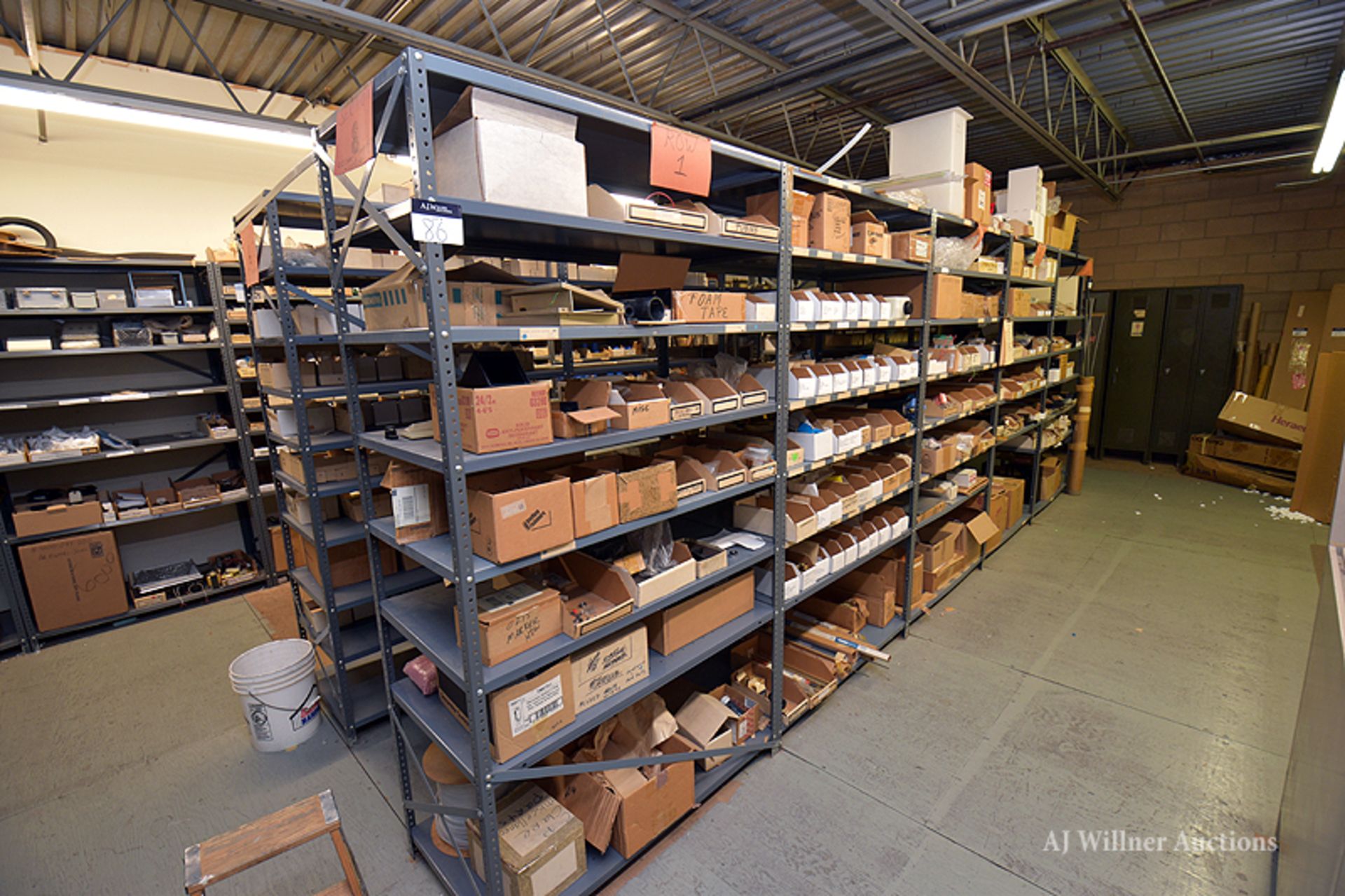 (5) Shelving Units Of Laser Components, water fittings, and linear motion parts etc.