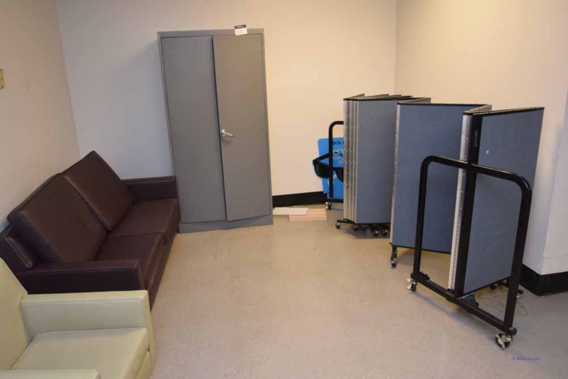 (2) Metal Storage Cabinets & (1) Partition Wall