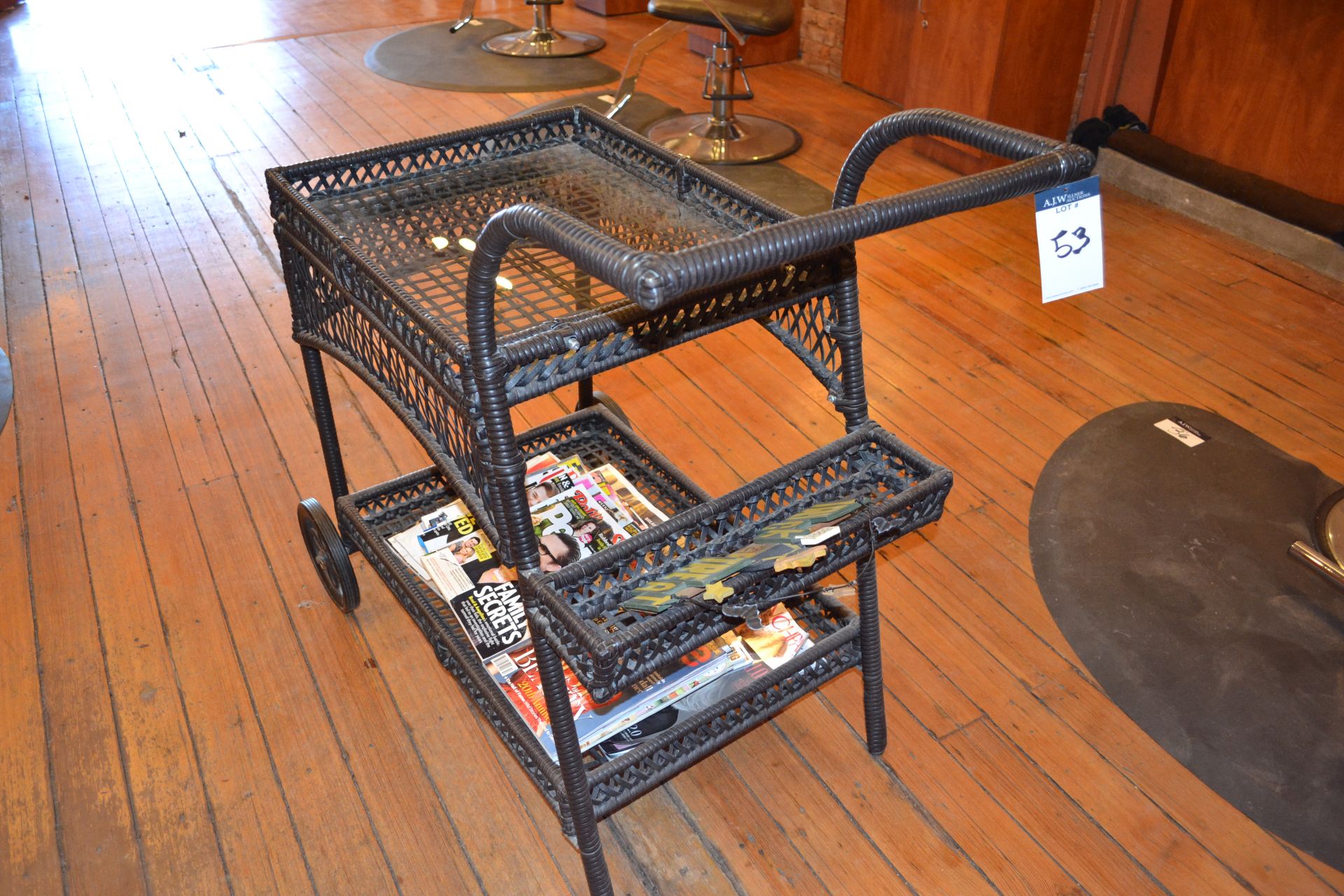 Glass Top Rolling Cart w/ Lower Display Shelf