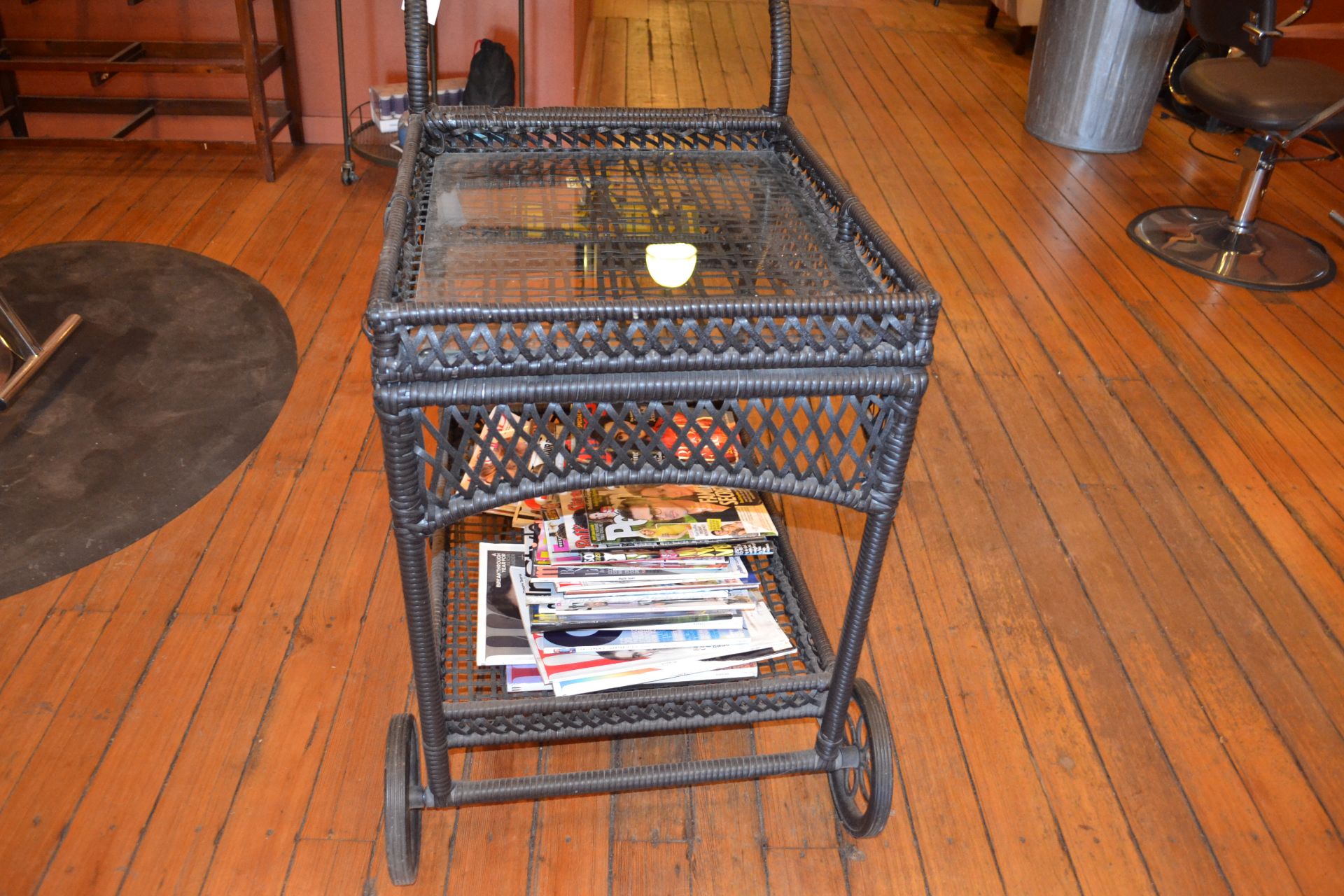 Glass Top Rolling Cart w/ Lower Display Shelf - Image 3 of 3