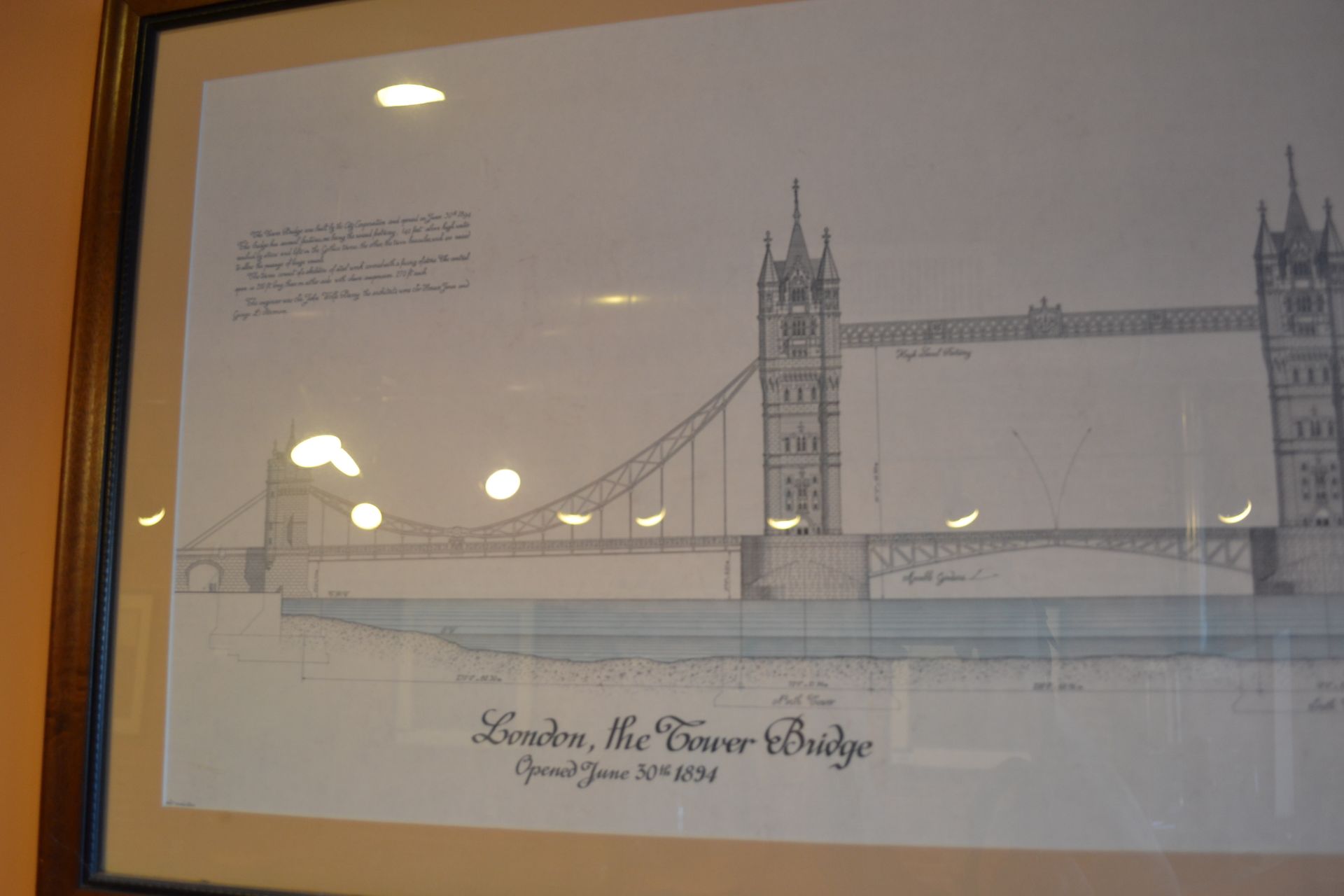 the Tower Bridge of London, Framed Print 42"x22" - Image 2 of 3