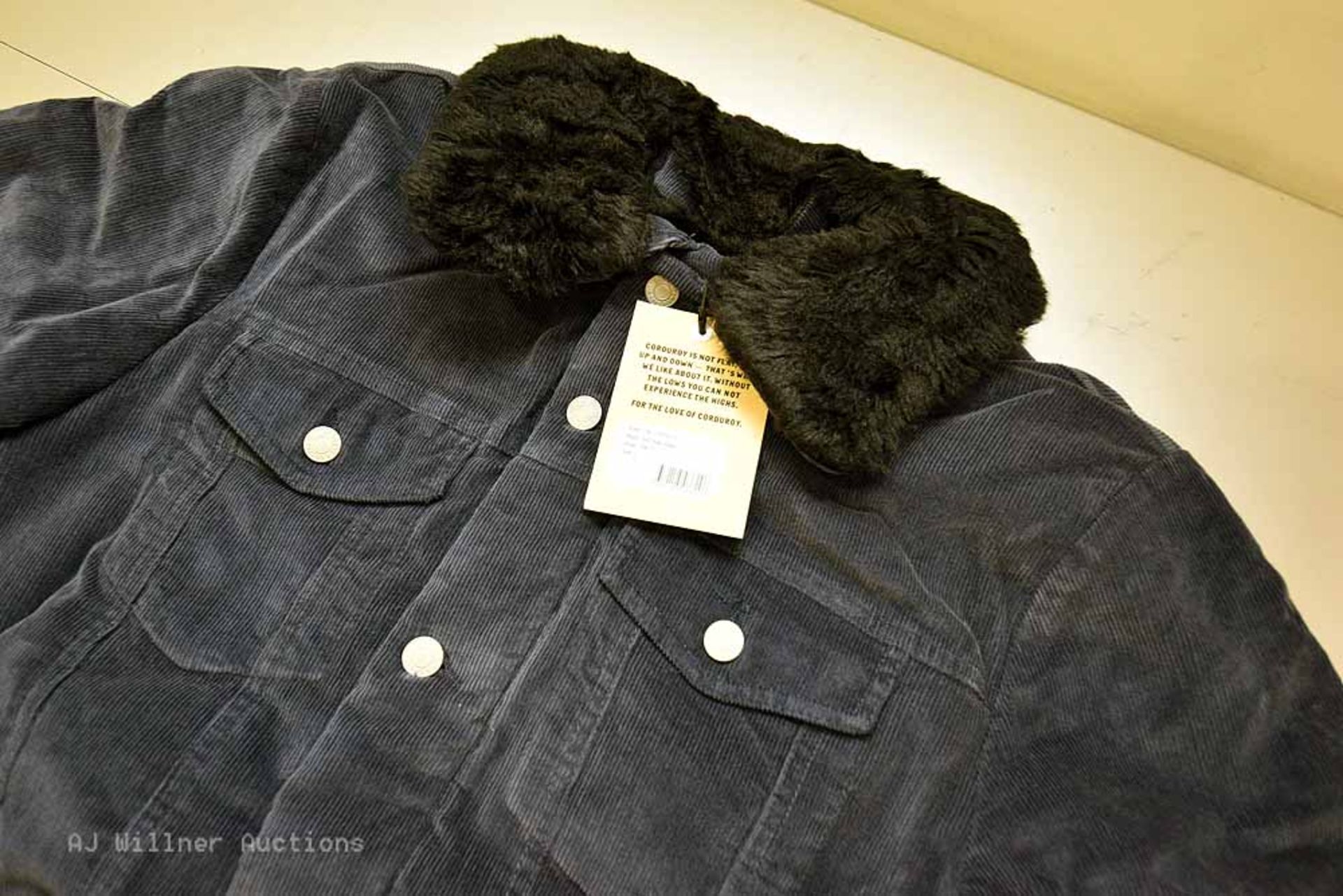 The Cords & Co. "Filip" Style, Men's Faux Fur Lined Jacket(Raw Indigo) Small, Medium, Large, X-Large - Image 3 of 3