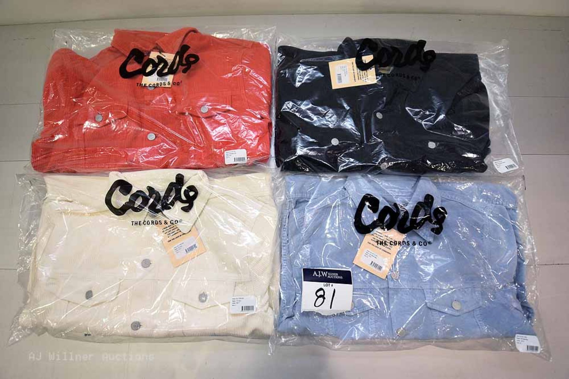 The Cords & Co."Cut" Style, Womens Collard Long Sleeve Jacket(Ecru)Coffee Brown,Denim Blue,Poppy Red