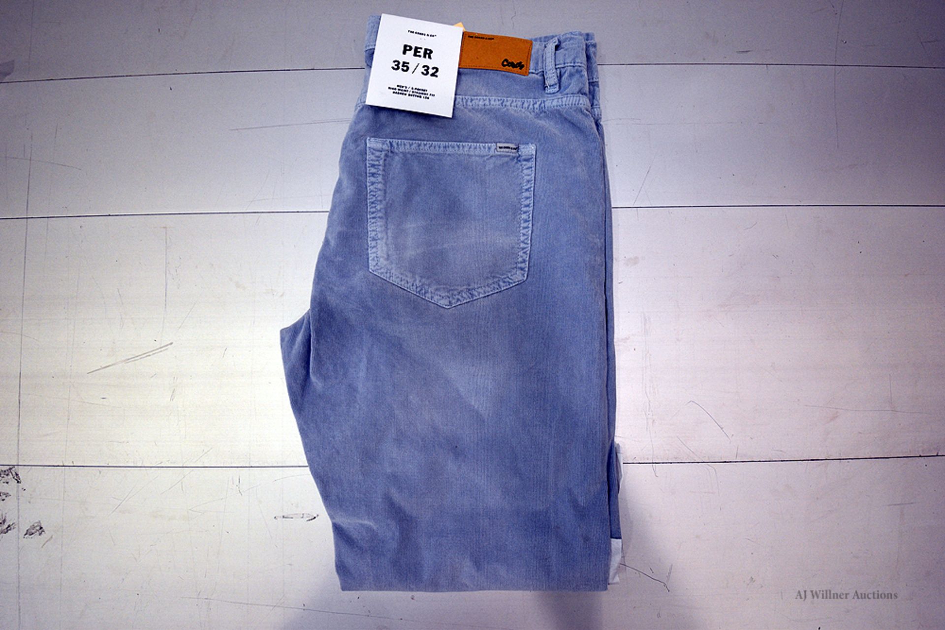 The Cords & Co. "Per" Style, Men's/5-Pocket/High-Waist/ Straight Fit/ Narrow Bottom Leg(Denim Blue)