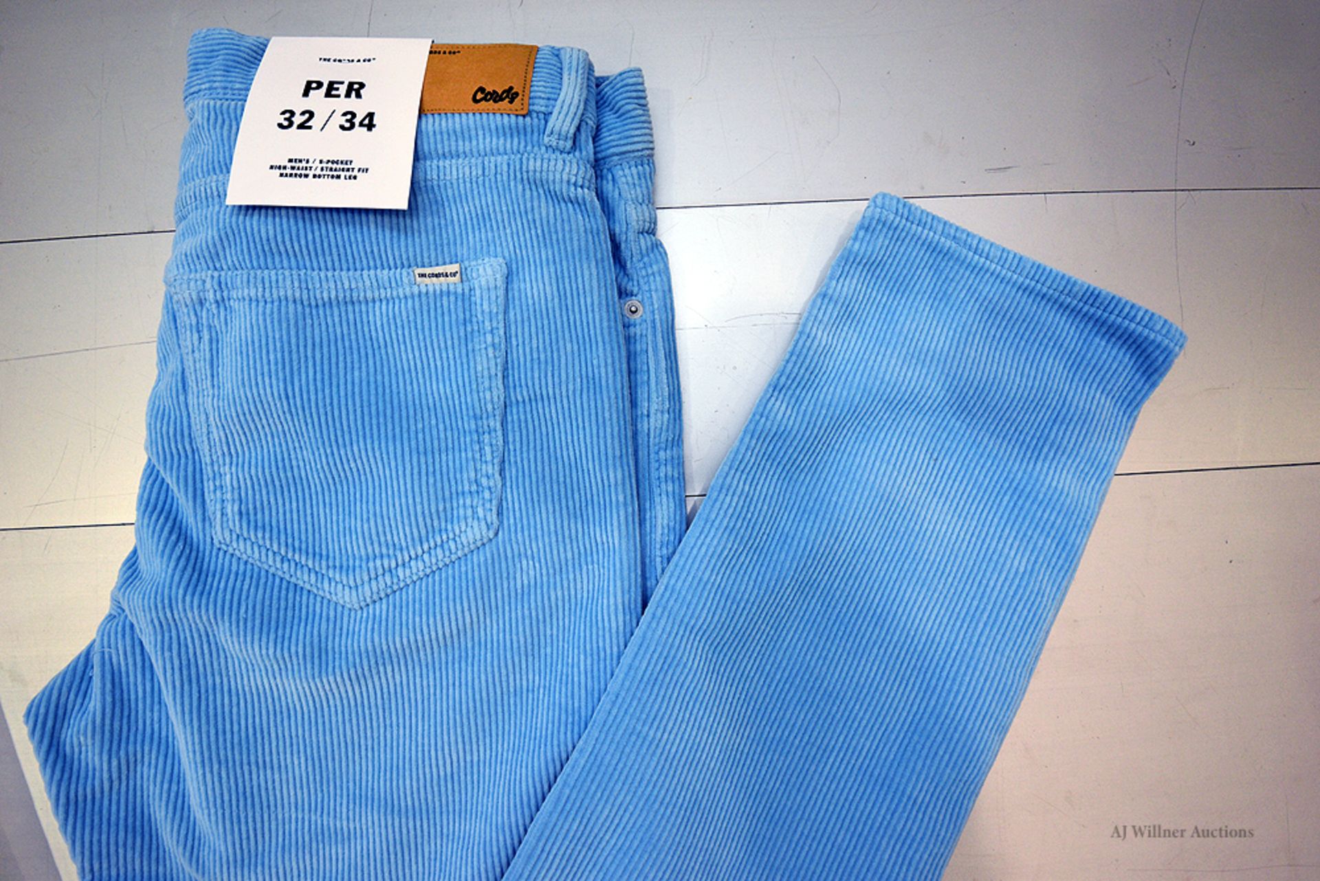 The Cords & Co. "Per" Style, Men's/5-Pocket/High-Waist/ Straight Fit/ Narrow Bottom Leg(Alaska Blue) - Image 2 of 3