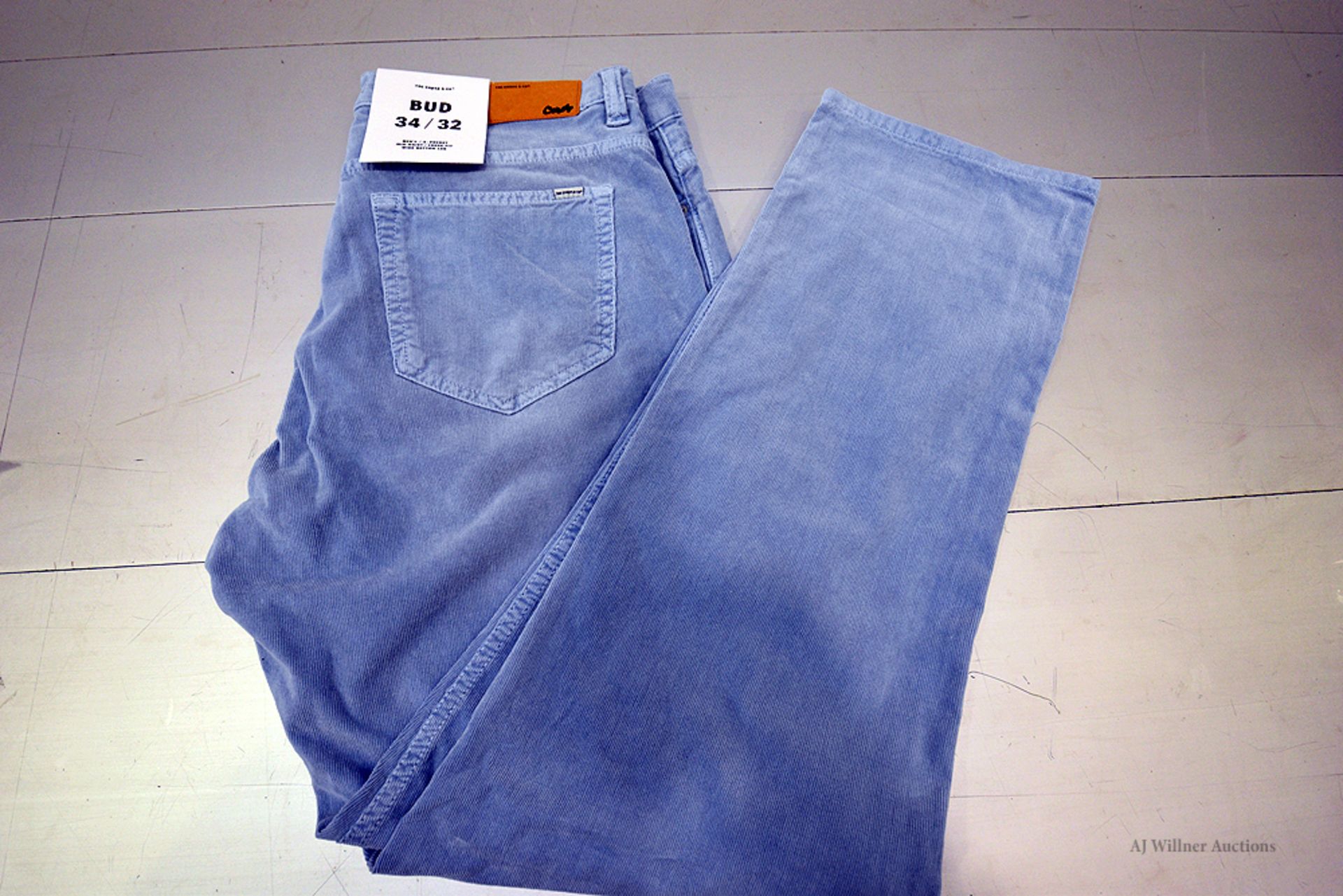 The Cords & Co. "Bud" Style, Mens/5-Pocket/Mid-Waist/ Loose Fit/ Wide Bottom Leg Pants (Denim Blue)