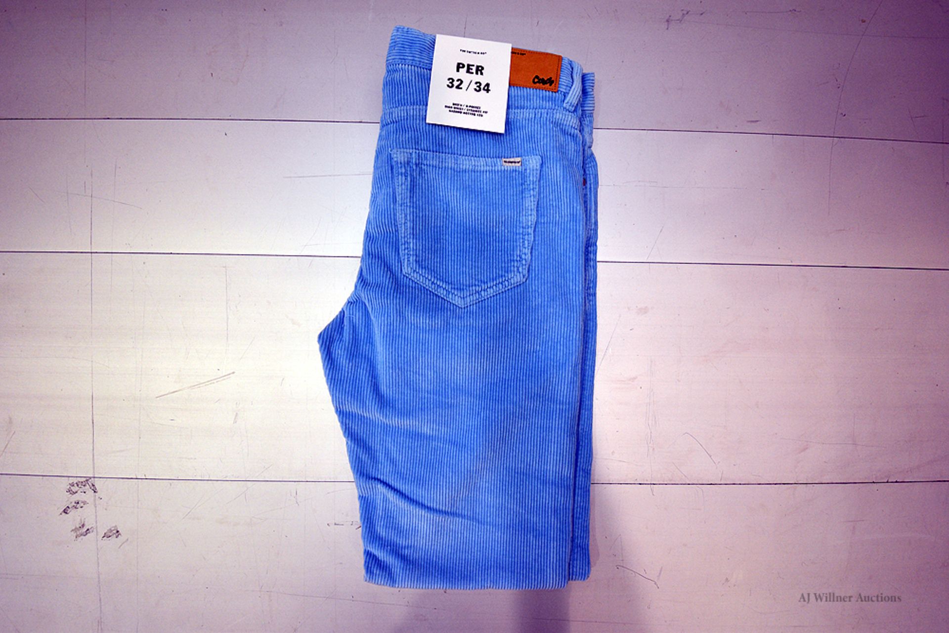 The Cords & Co. "Per" Style, Men's/5-Pocket/High-Waist/ Straight Fit/ Narrow Bottom Leg(Alaska Blue)