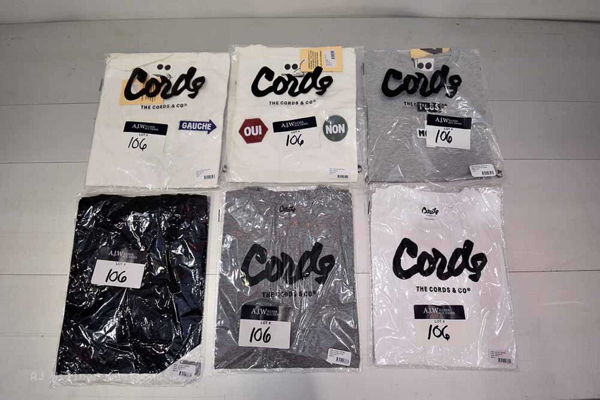 The Cords & Co. "Lucas" Style, Men's Crew Shirt Melange, White,Light Grey