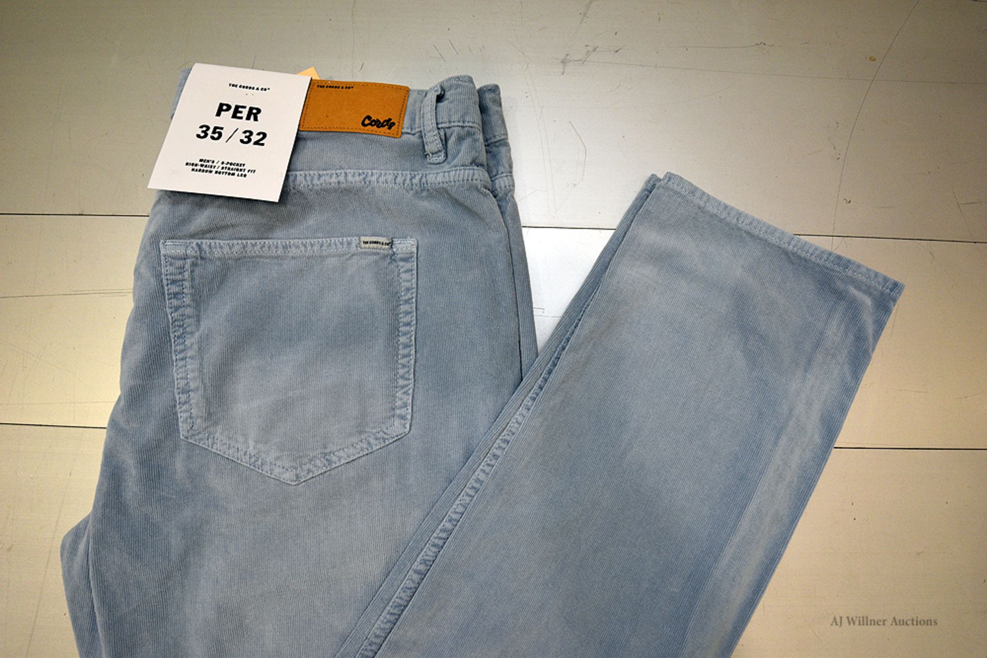 The Cords & Co. "Per" Style, Men's/5-Pocket/High-Waist/ Straight Fit/ Narrow Bottom Leg(Denim Blue) - Image 2 of 3