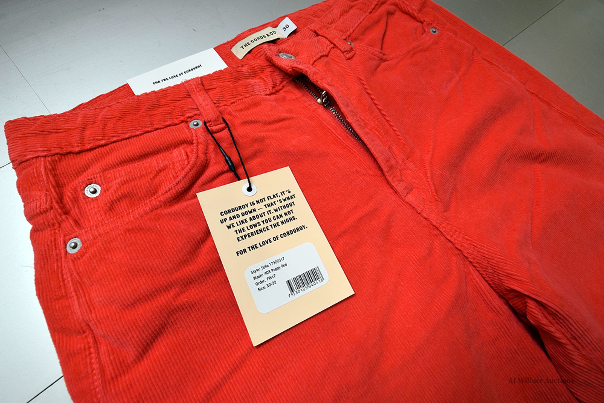 The Cords & Co. "Sofia" Style,Womens/High-Waist/Straight Fit/Cropped Leg Pants. Poppy Red&Denim Blue - Image 5 of 5