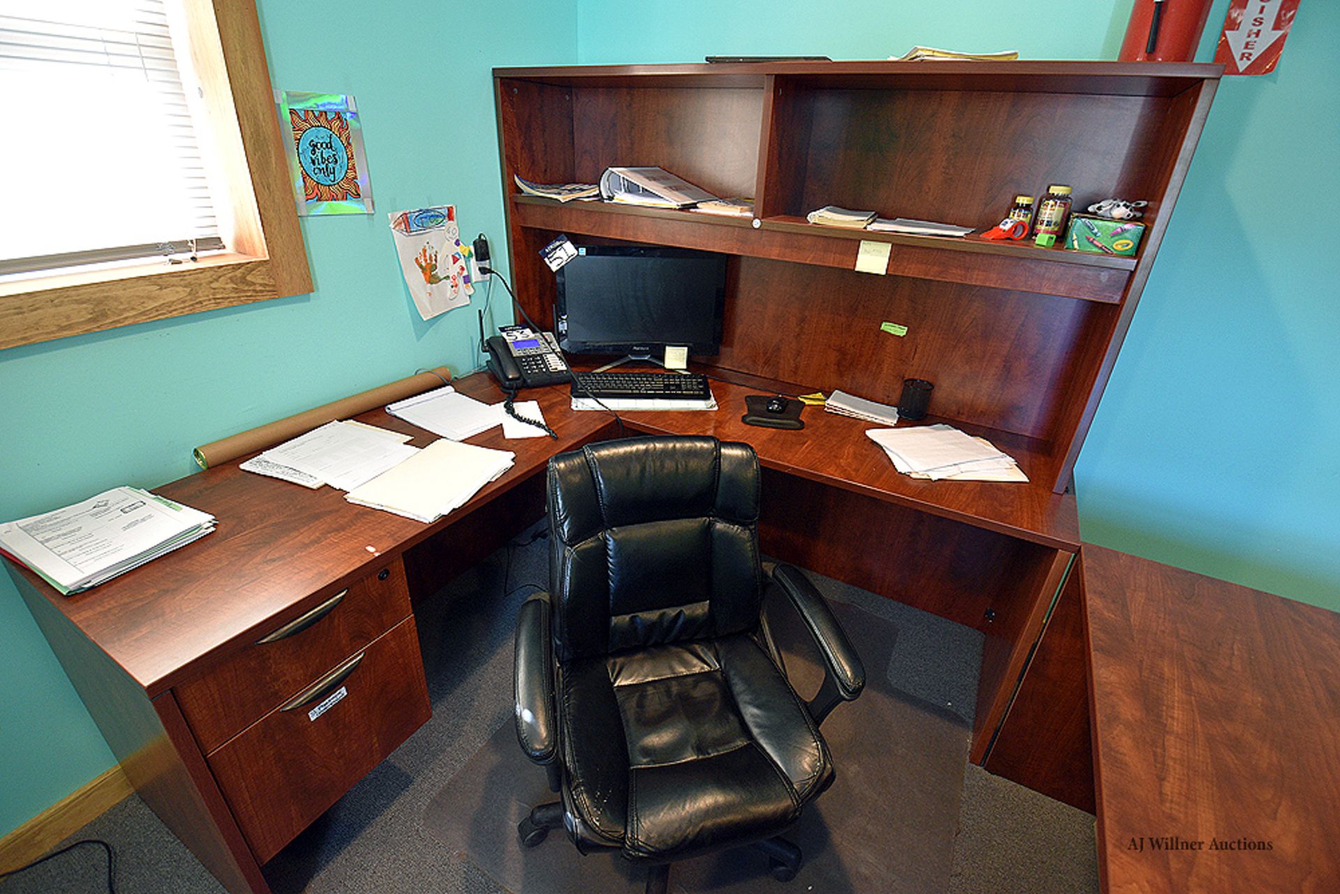 Contents of Room- Formica Desks, Chairs, Bookcase - Image 2 of 4