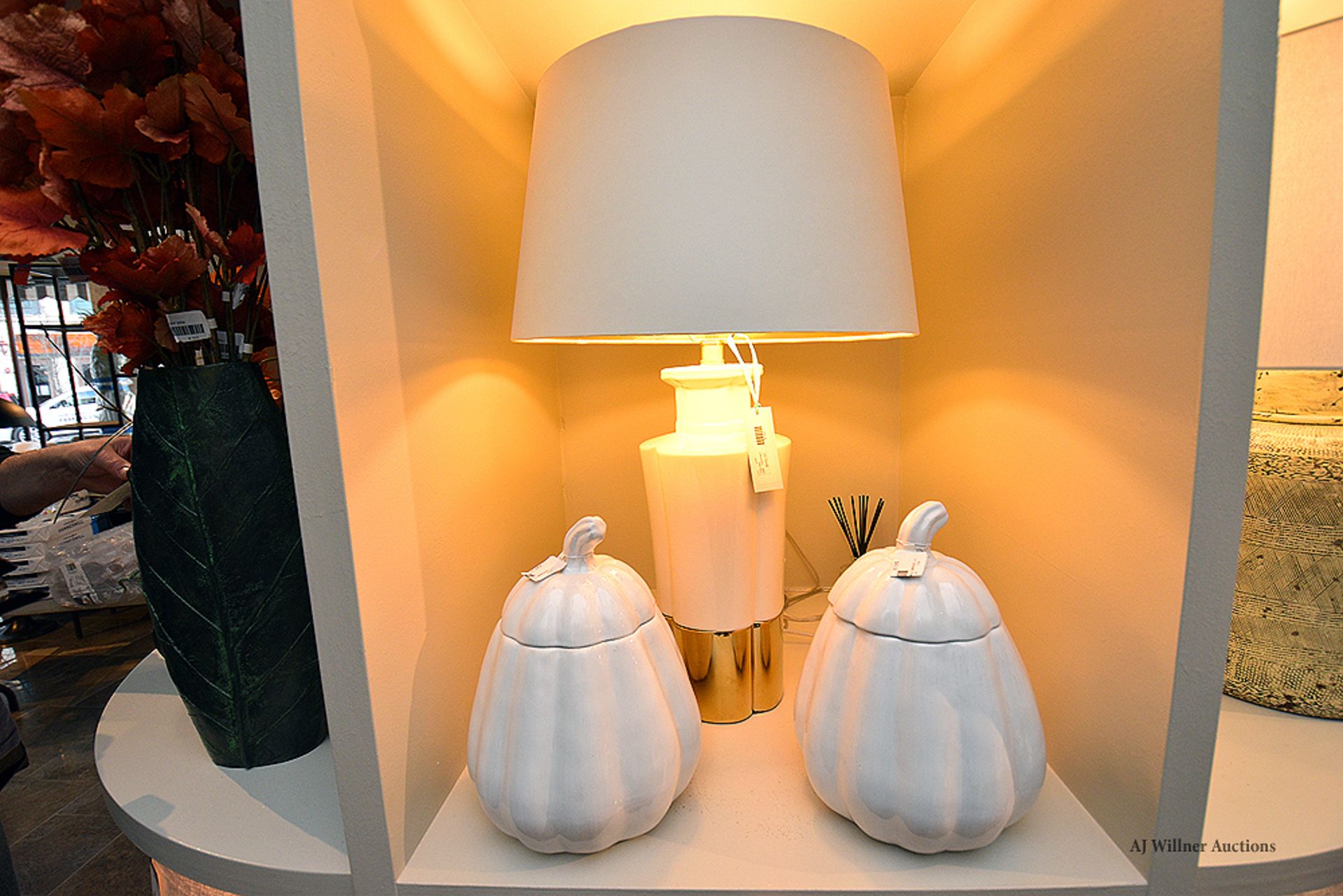 Ceramic Pumpkin Jars & Godfrey Tables Lamp - Image 2 of 2