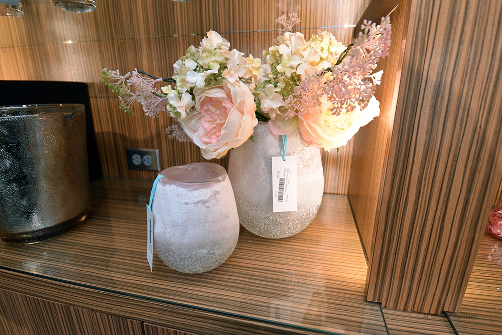 Set of Hand Blown Glass Jars w/ Florals - Image 2 of 2