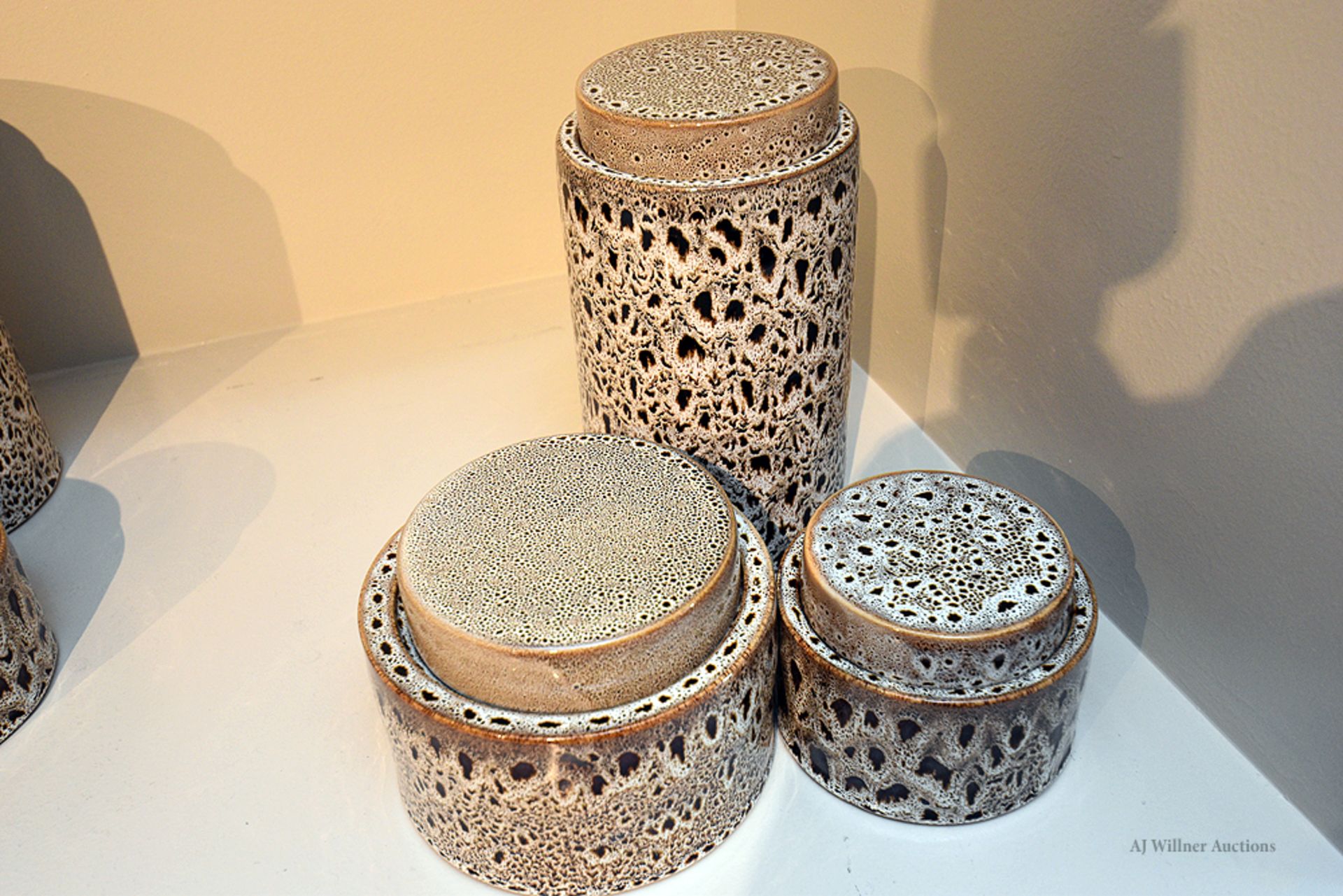 Set of 3 Katia Brown Porcelain Canisters