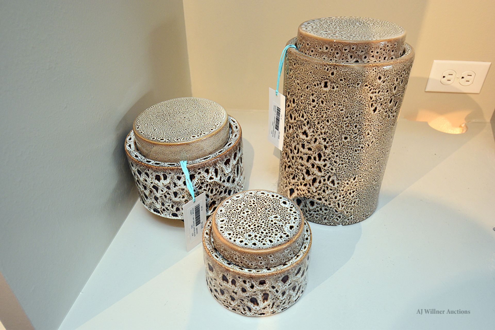 Set of 3 Katia Brown Porcelain Canisters