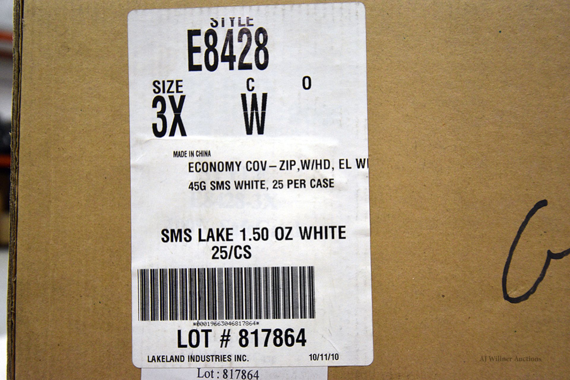 Boxes of 25pc - Lakeland E8428 Economy Cov/Zip/Hood/Elastic WR & Ankle/ SMS Lake 1.50 oz White - Bild 2 aus 3