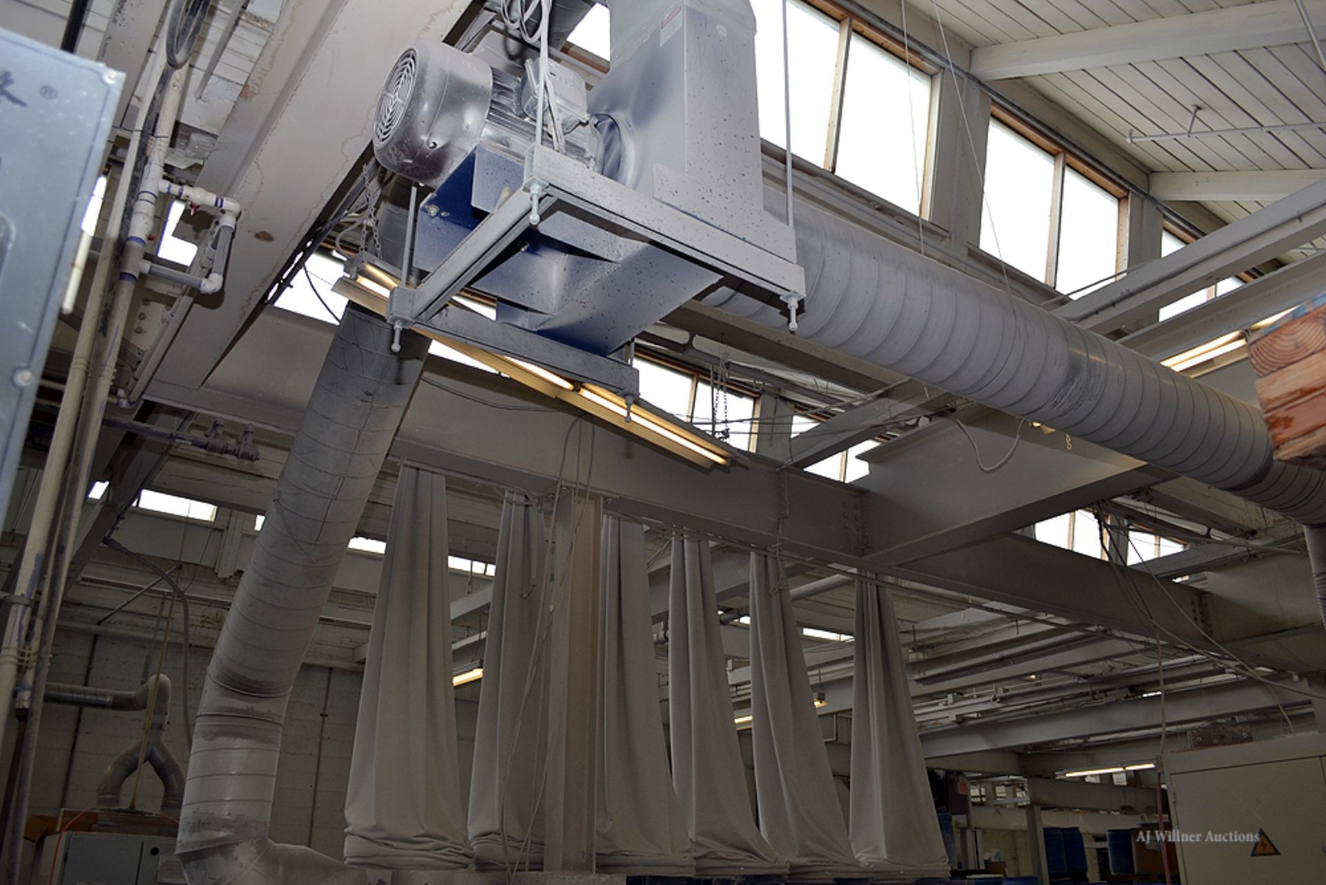 6-Bag Dust Collection System w/ Ceiling Mounted Motor & Duct Work - Image 3 of 5