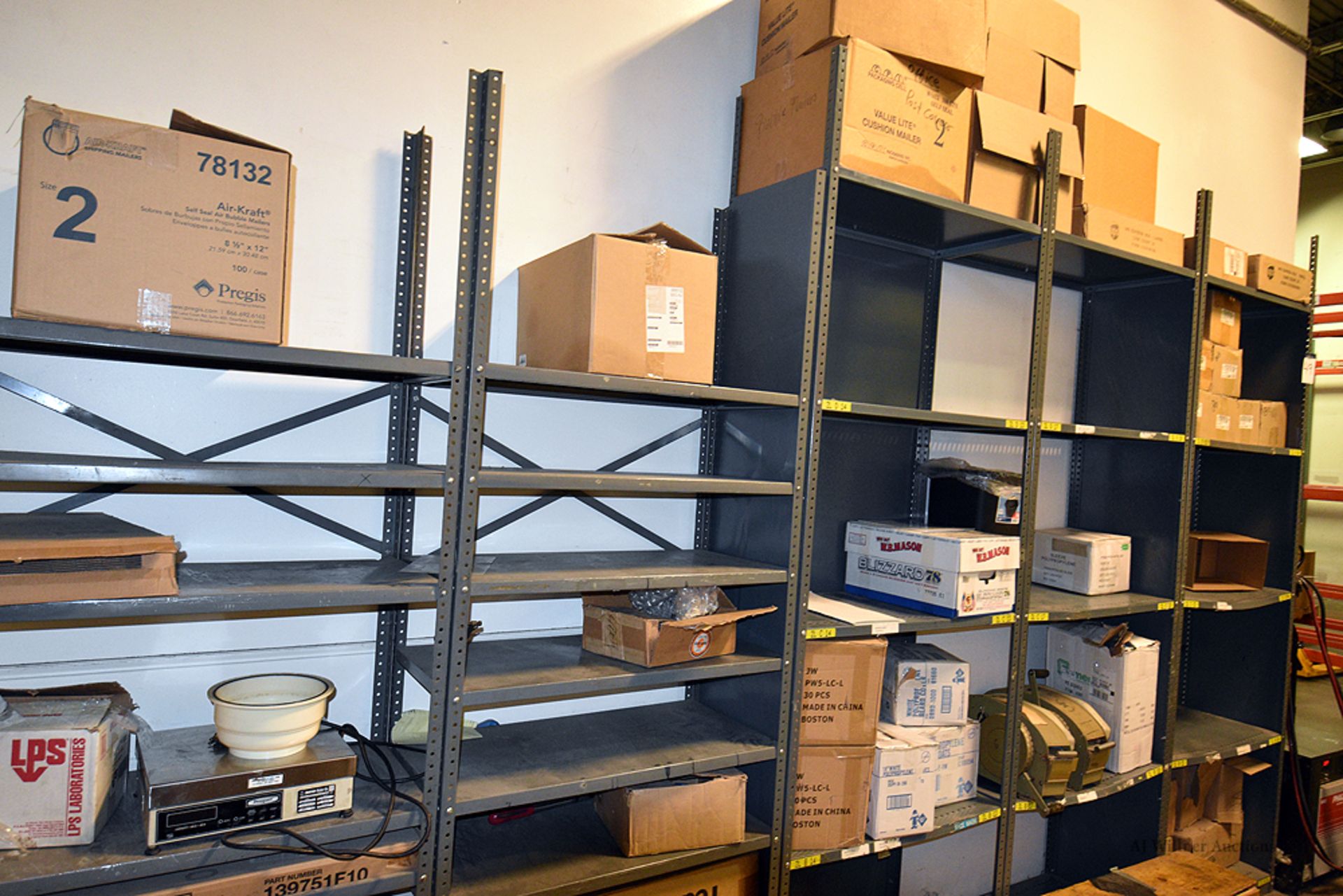 5-Sections of Light Duty Shelving w/ Contents