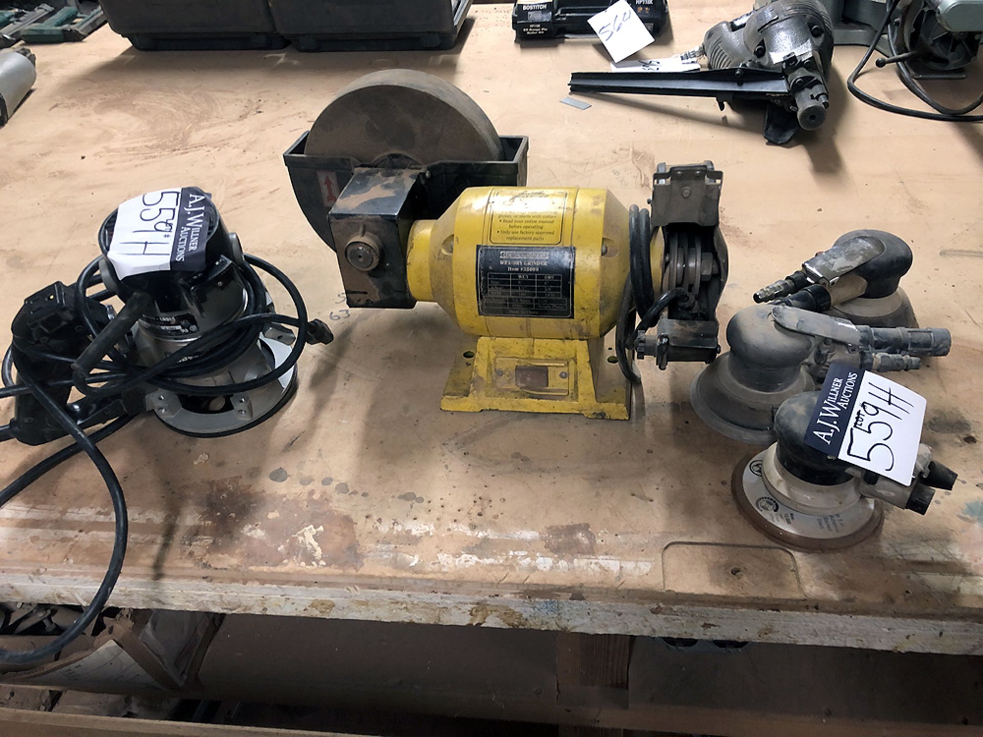 Tools: Grinder, Router & 3 Pnuematic Palm Sanders
