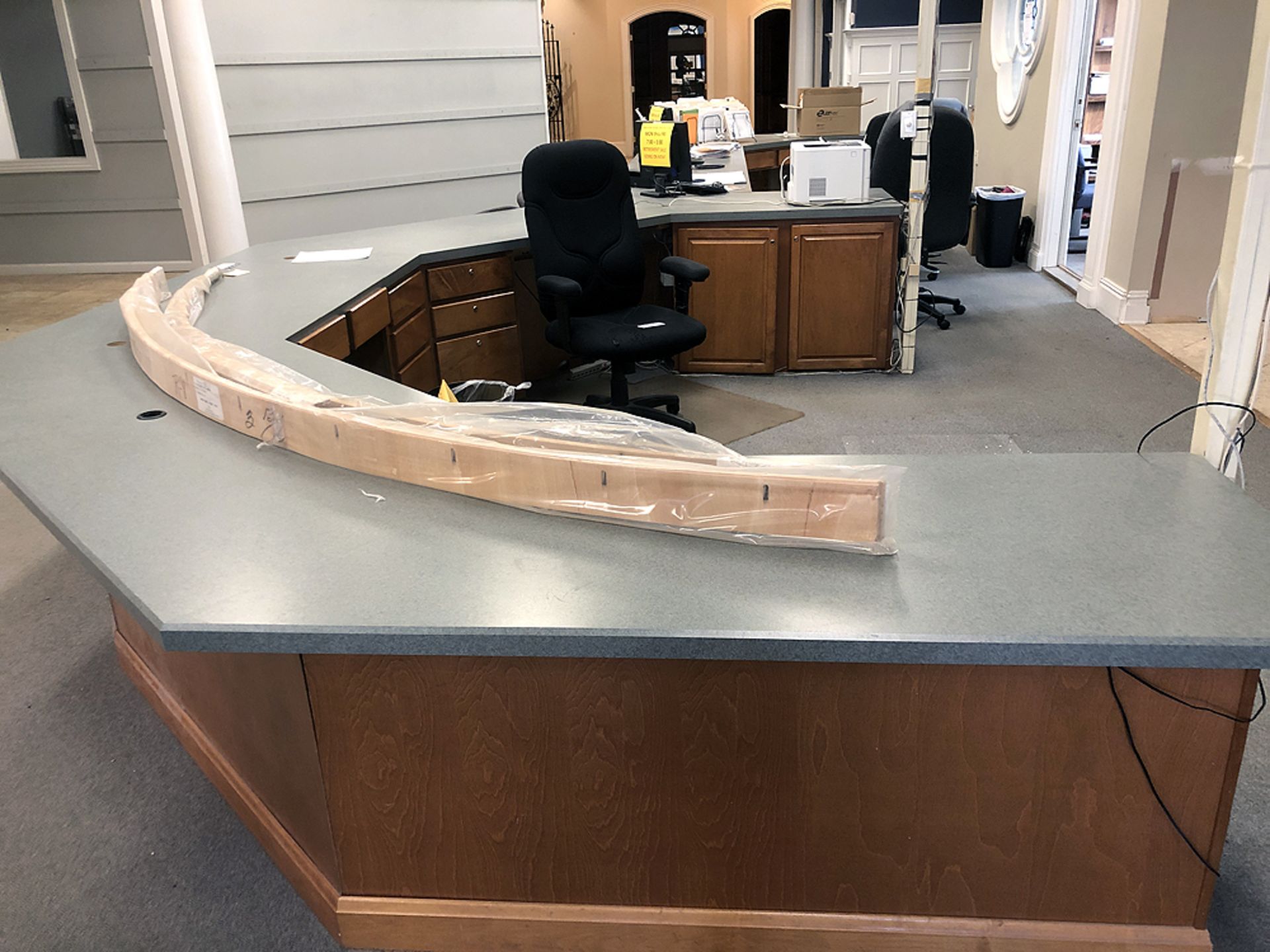 Custom Built Oak & Formica Reception Desk-40 ft