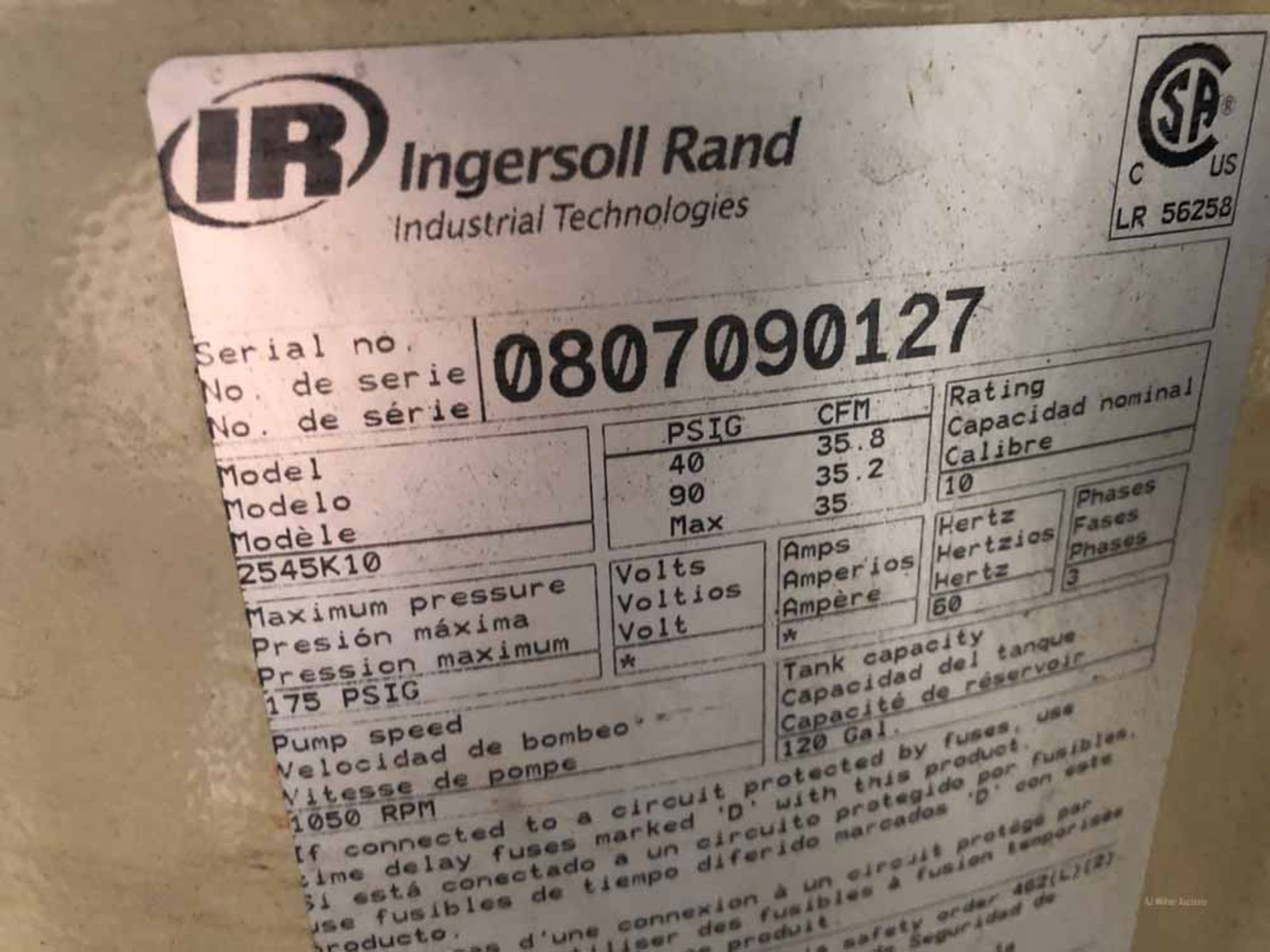 Ingersol Rand Compressor - Image 4 of 8