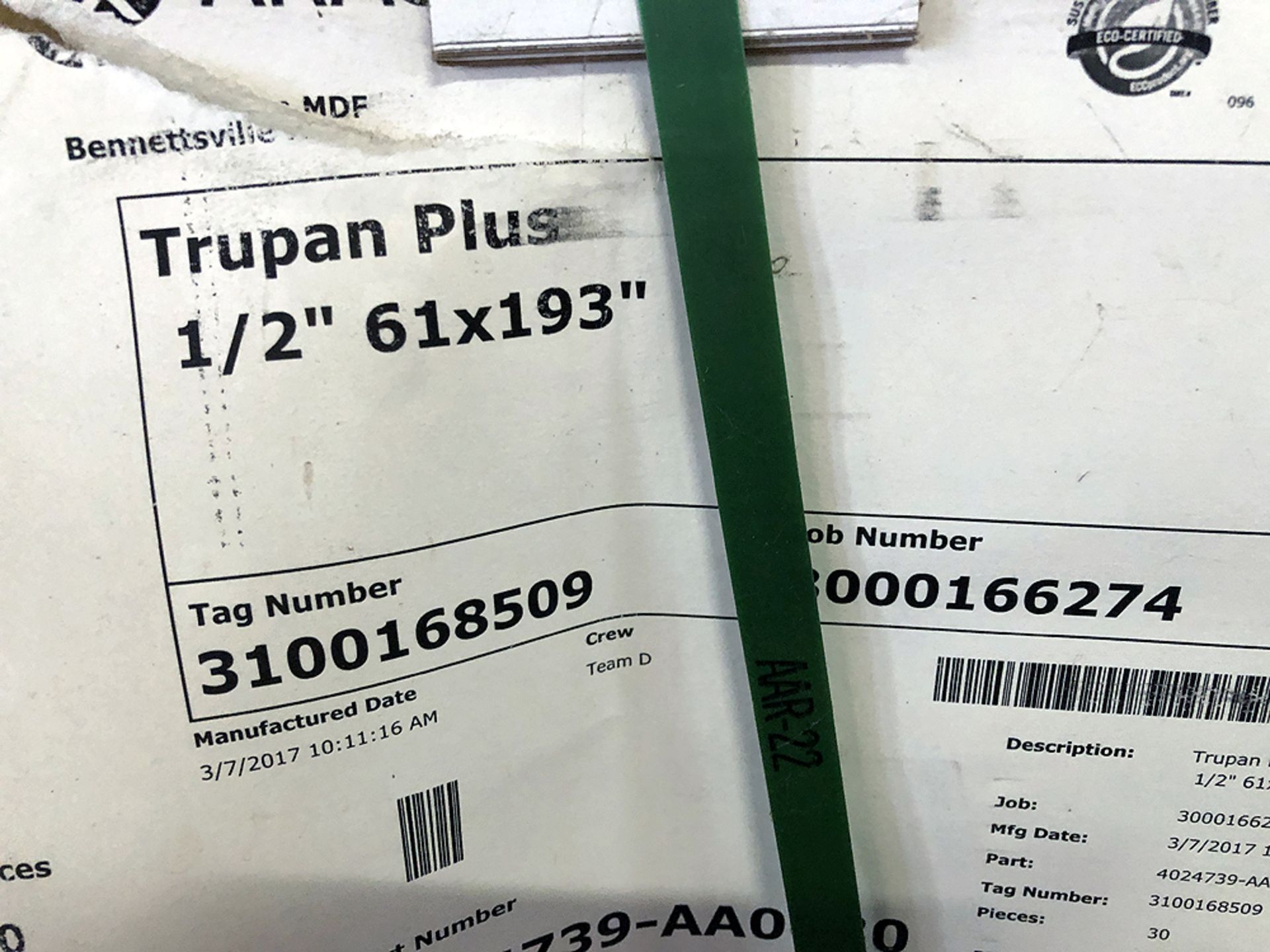 Trupan Plus, Bennettsville MDF, 1/2" x 61" x 193" - Image 2 of 4