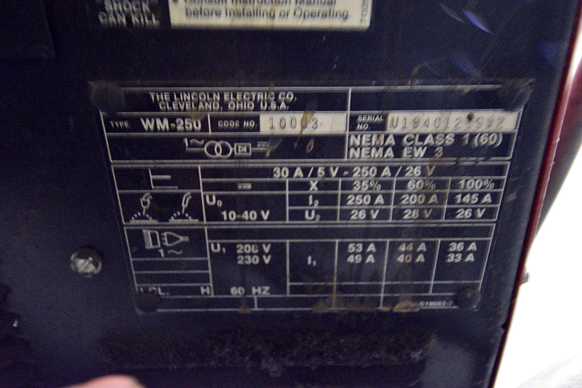 Lincoln Electric Wire-Matic 250 Mig Welder, s/n U1940121992 - Image 4 of 4