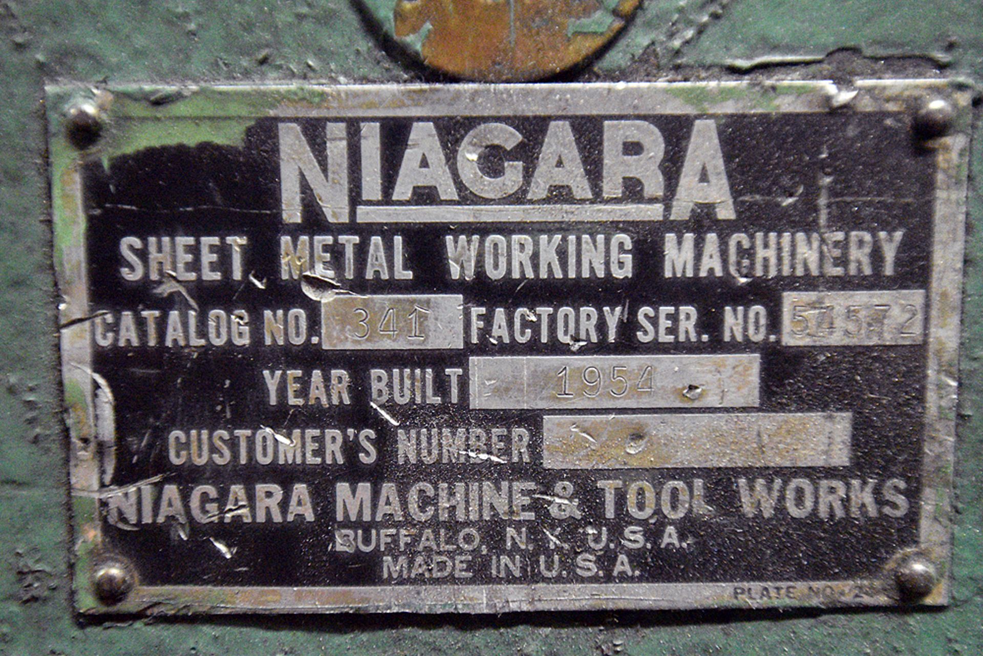 Niagara Sheet Metal Roller, Model 341 s/n 54572 Year 1954 - Image 4 of 5