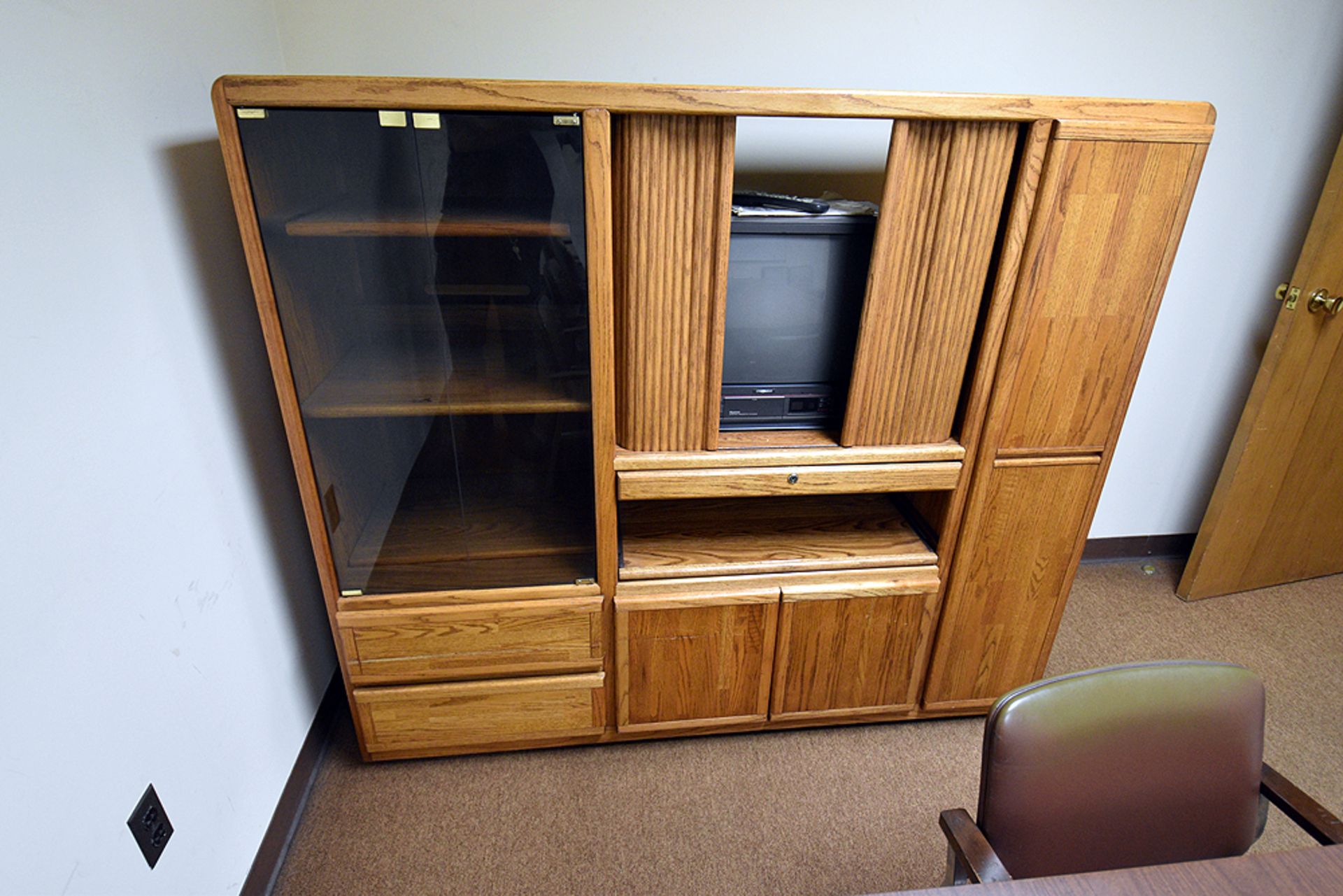 10' Conference Table w/ (10) Leather Upholstered Arm Chairs, Whiteboard, and AV Console - Image 3 of 3