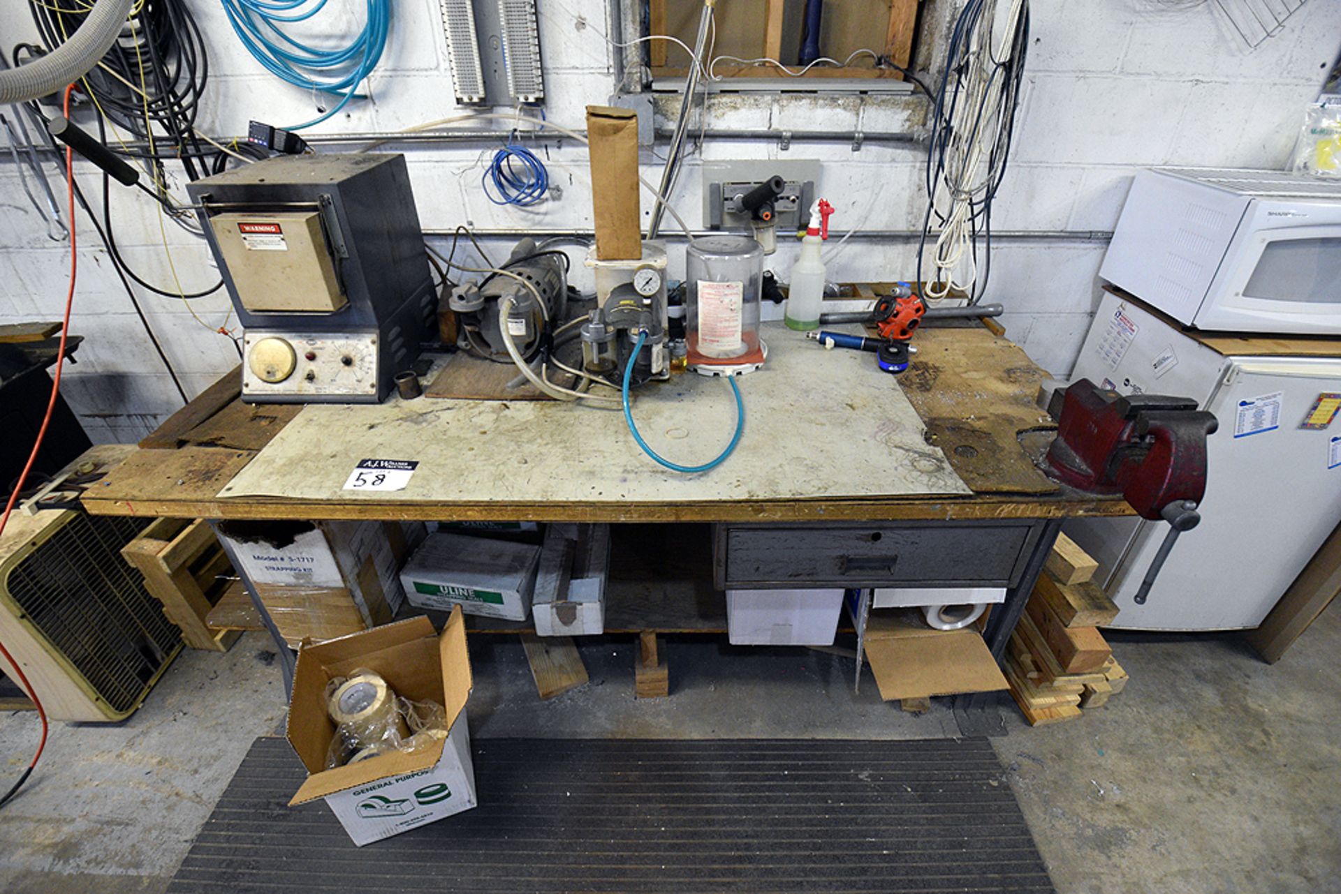 Contents of Work Area (Tools, Work Benches, Hardware, Bench Vise, Microwave, Mini Fridge, etc.) ( - Image 4 of 5