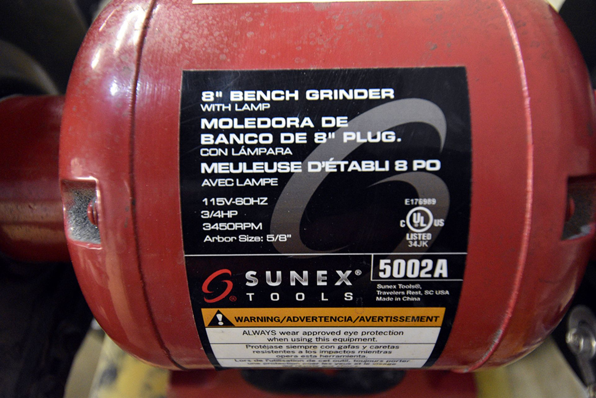 Sunex 5002A, 8” double end bench grinder w/ stand - Image 3 of 3