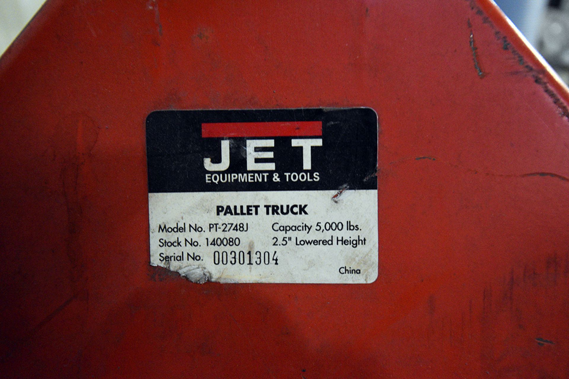 Jet Mod No. PT-2748J 5,000lb Cap Pallet Jack sn 00301304 - Image 2 of 2