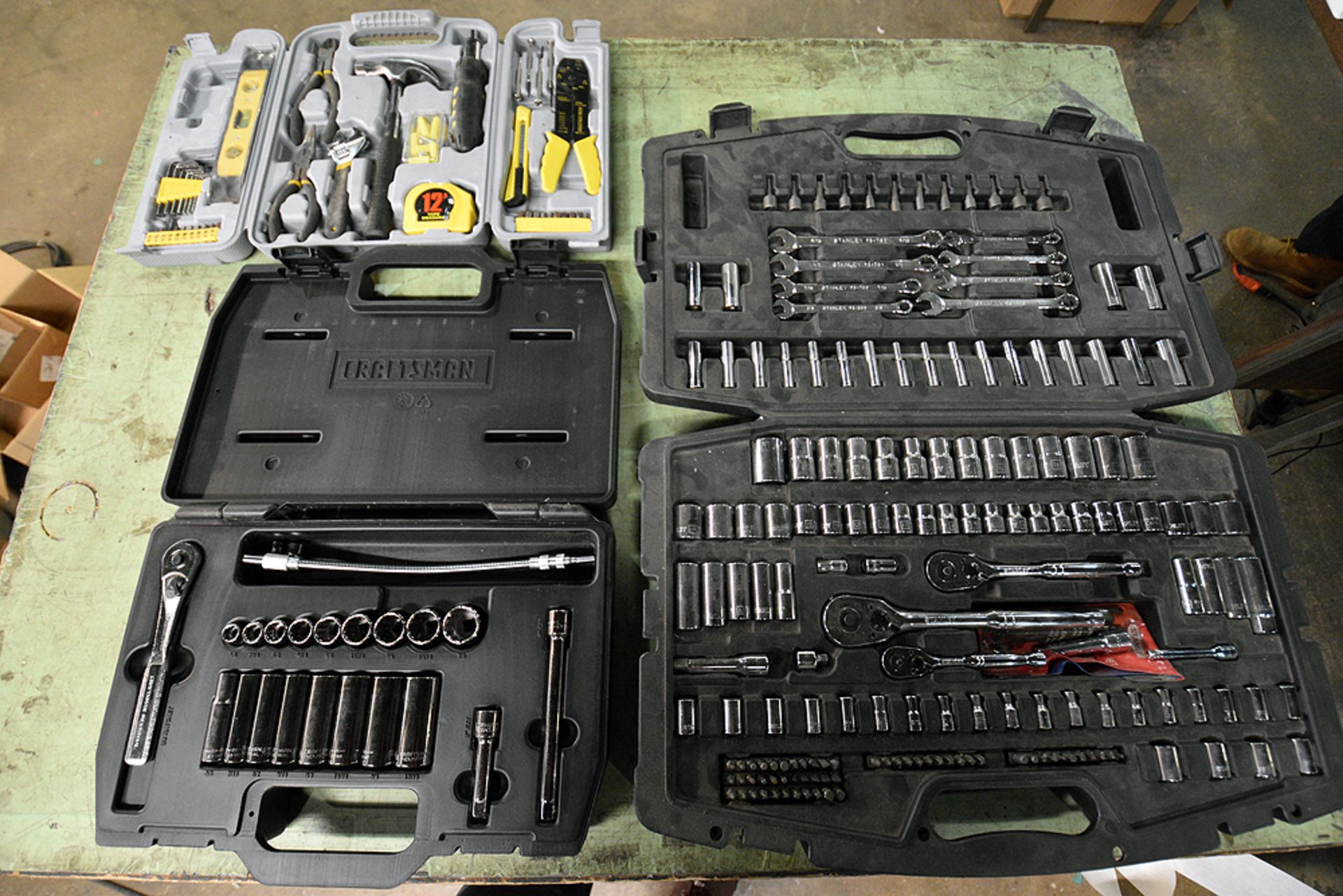 (1) Craftsman 23pc Socket Set, (1) Stanley 201pc Socket Set, and (1) Tool Kit