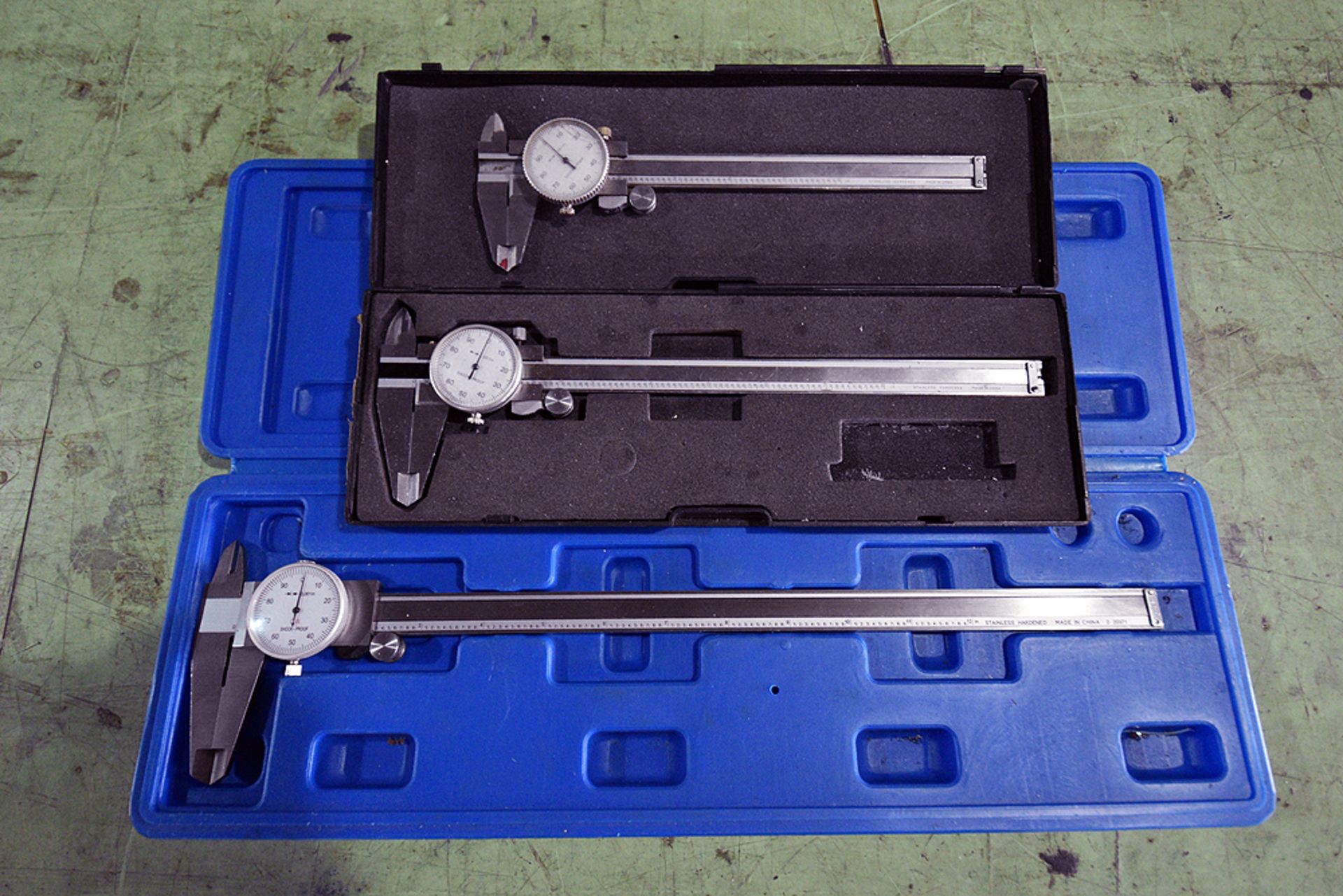 Ass't Calipers: (2) 0-12"x.001", (1) 0-8"x.001", and (1) 0-6"x.001"