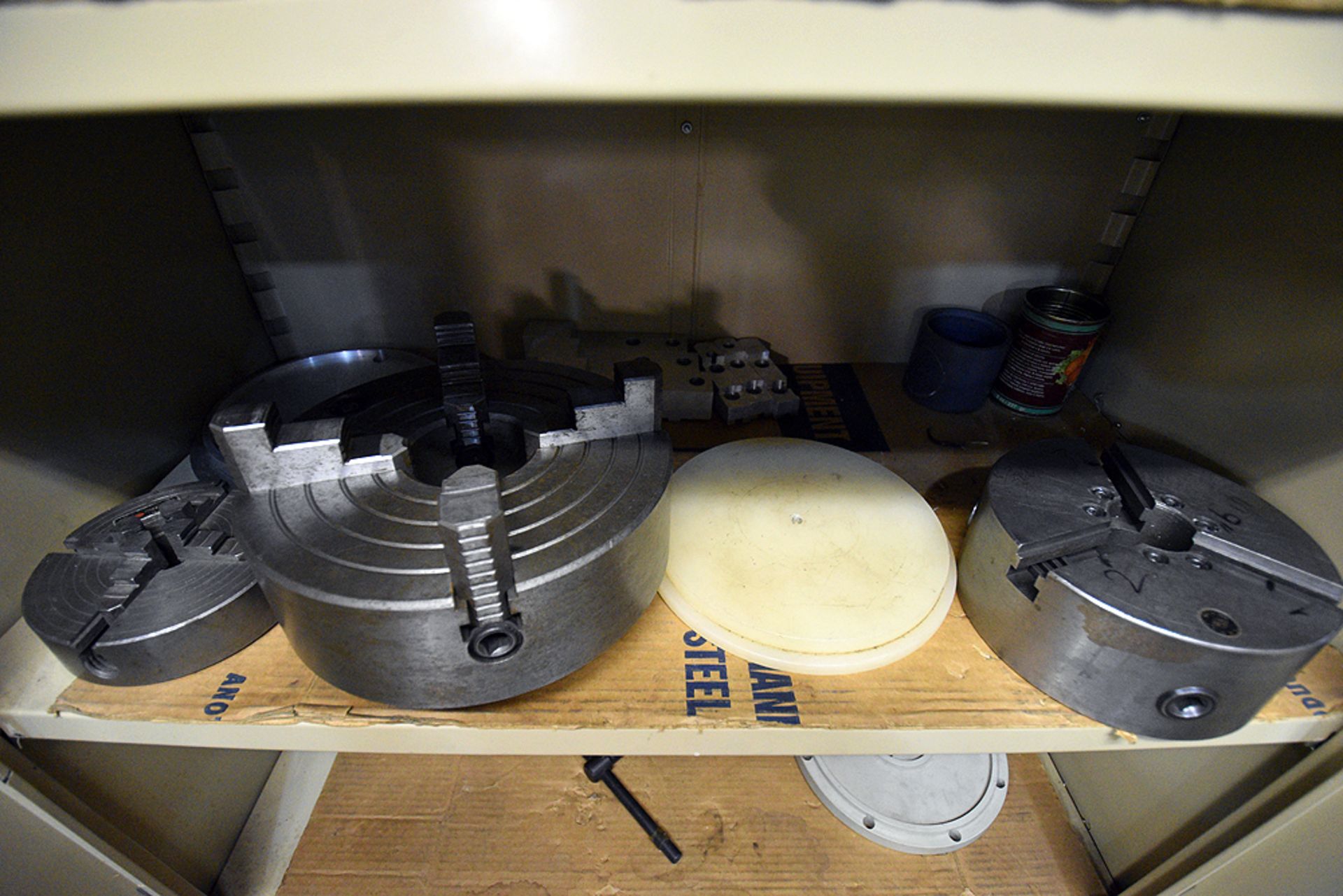 Contents of Work Area (Ass't Chucks, Drill Bits, Bench Vise, Arbor Press, Cabinet, Work Benches, - Image 12 of 15