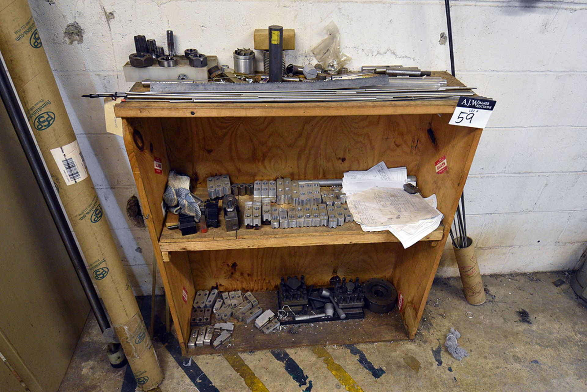 Contents of Work Area (Ass't Chucks, Drill Bits, Bench Vise, Arbor Press, Cabinet, Work Benches, - Image 4 of 15