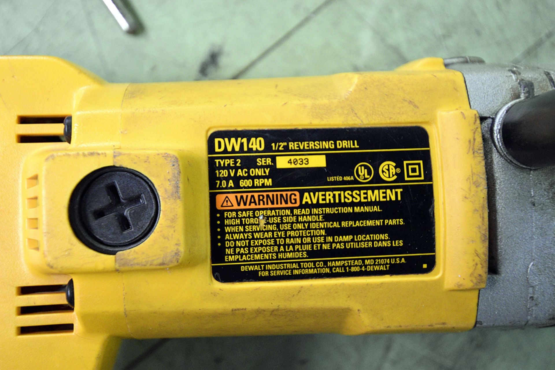 (1) DeWalt DW140 1/2" Reversing Drill and (1) DeWalt BW231 1/2" VSR Drill - Image 3 of 5