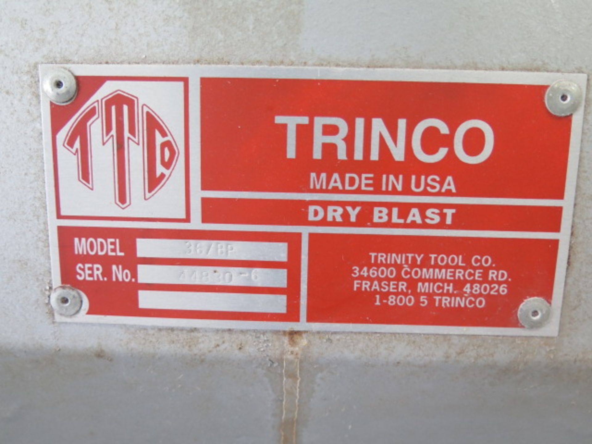 Trinco mdl. 36/BP Dry Blast Cabinet s/n 44830-6 w/ Dust Collector - Image 6 of 6