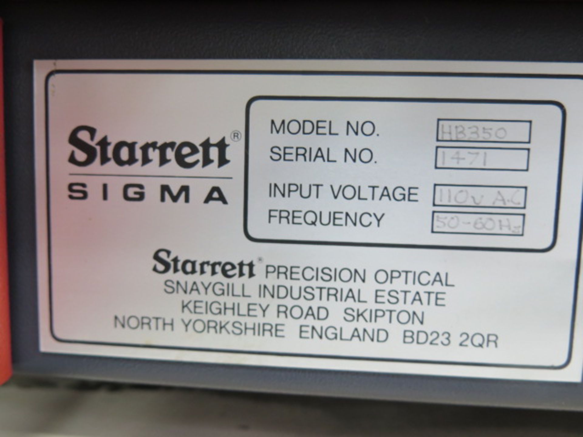 Starrett Sigma HB350 14” Optical Comparator s/n 1471 w/ Quadra-Chek 2000Programmable DRO, Digital - Image 8 of 8