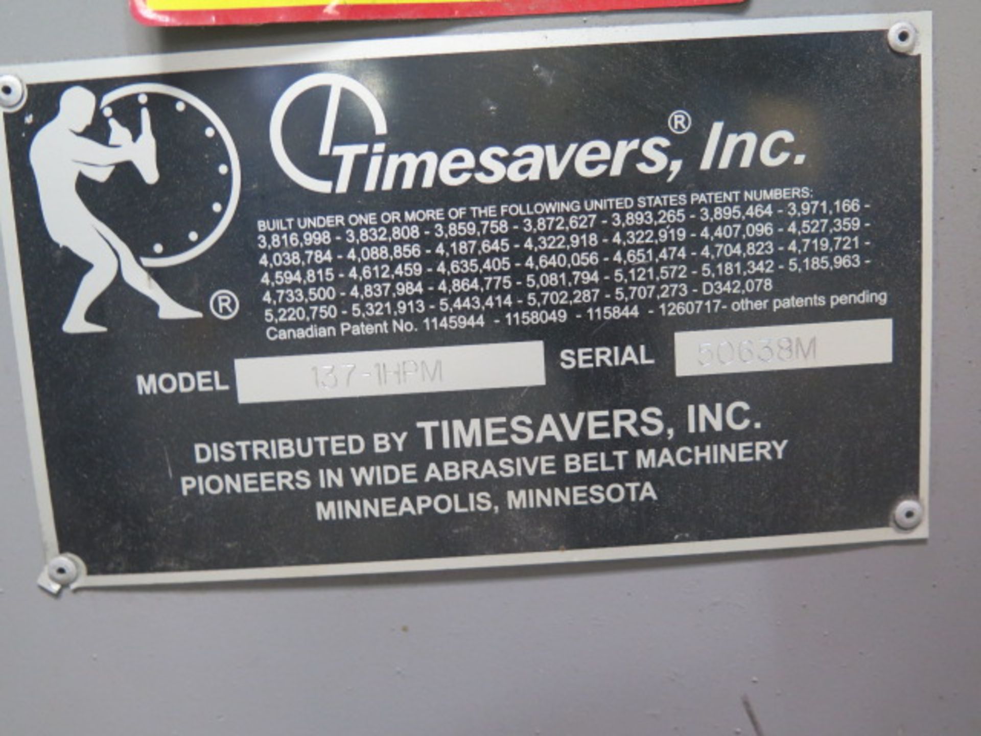 Timesavers Series 100 mdl. 137-1HPM 36” Belt Grainer s/n 50638M w/ Timesavers Controls, 36” Belt - Image 9 of 9