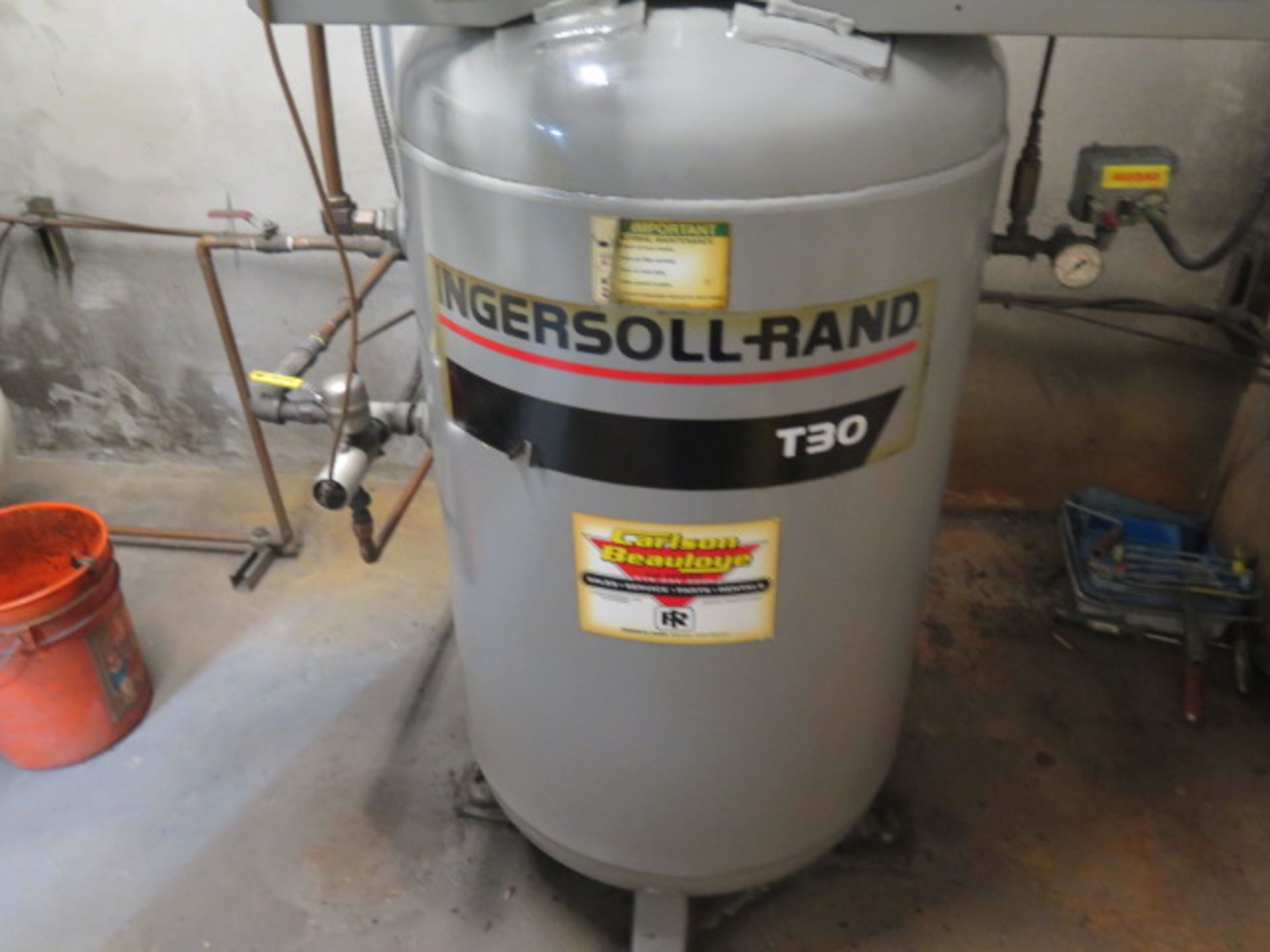 Ingersoll Rand T30 10Hp Vertical Air Compressor s/n 30T-889067 w/ 2-Stage Pump, 80 Gallon Tank - Image 4 of 5