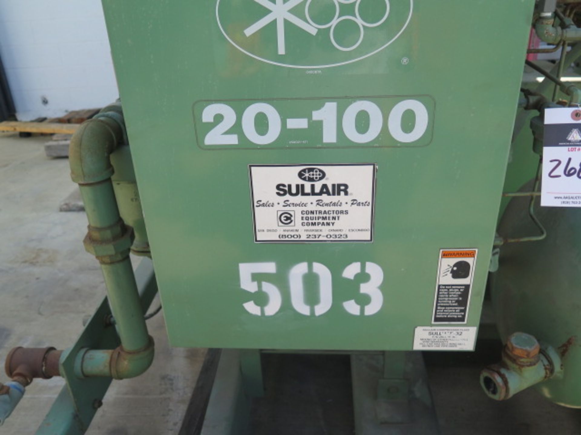 Sullair 20-100H ACAC 100Hp Rotary Screw Air Compressor s/n 003-86164 w/ Pre-Cooler - Image 6 of 7