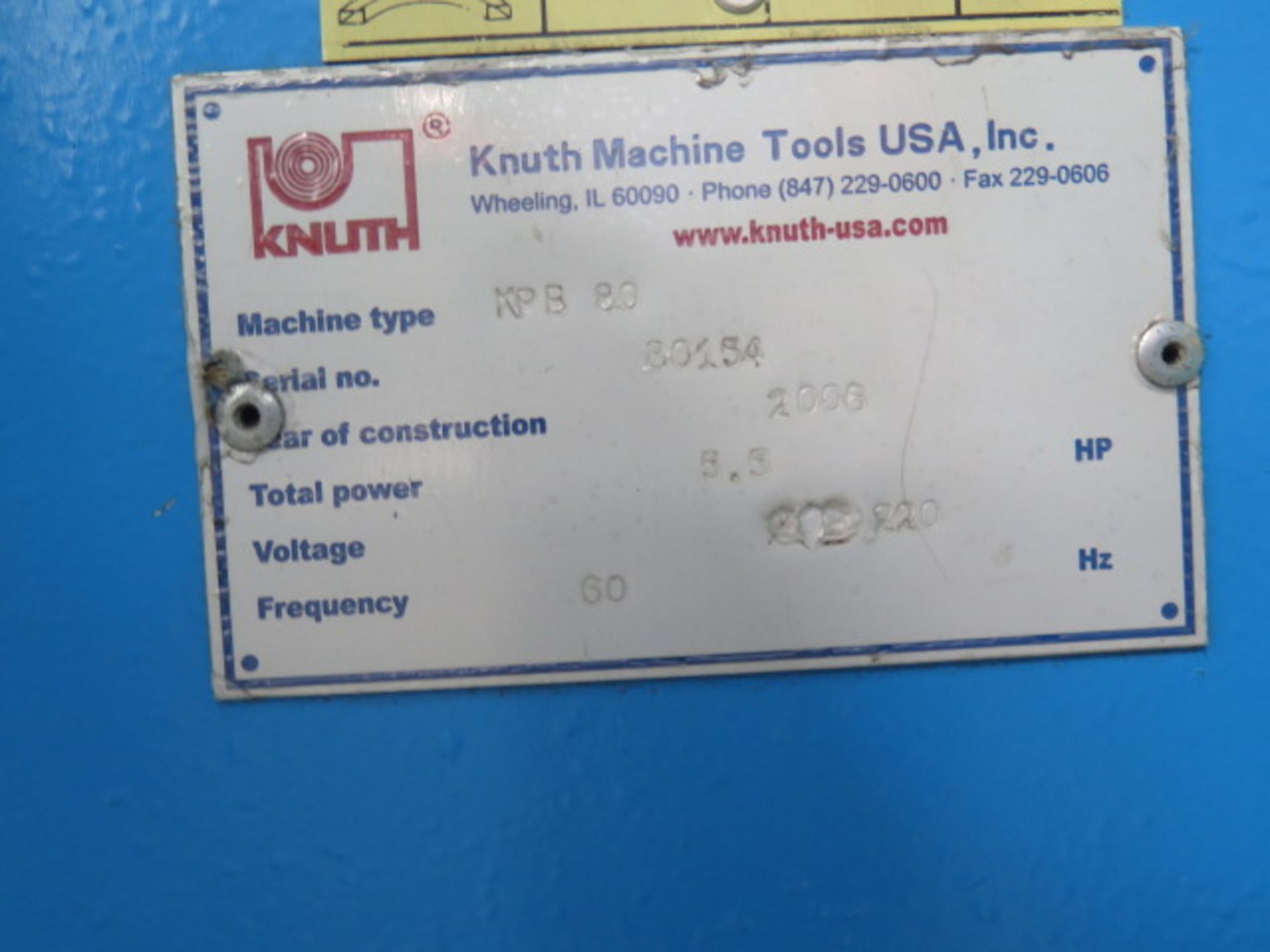 2006 Knuth KPB80 CNC Angle Roll s/n 80154 w/ 3.15” x 3.15” x 5/16” Cap, Vertical or Horizontal - Image 13 of 13