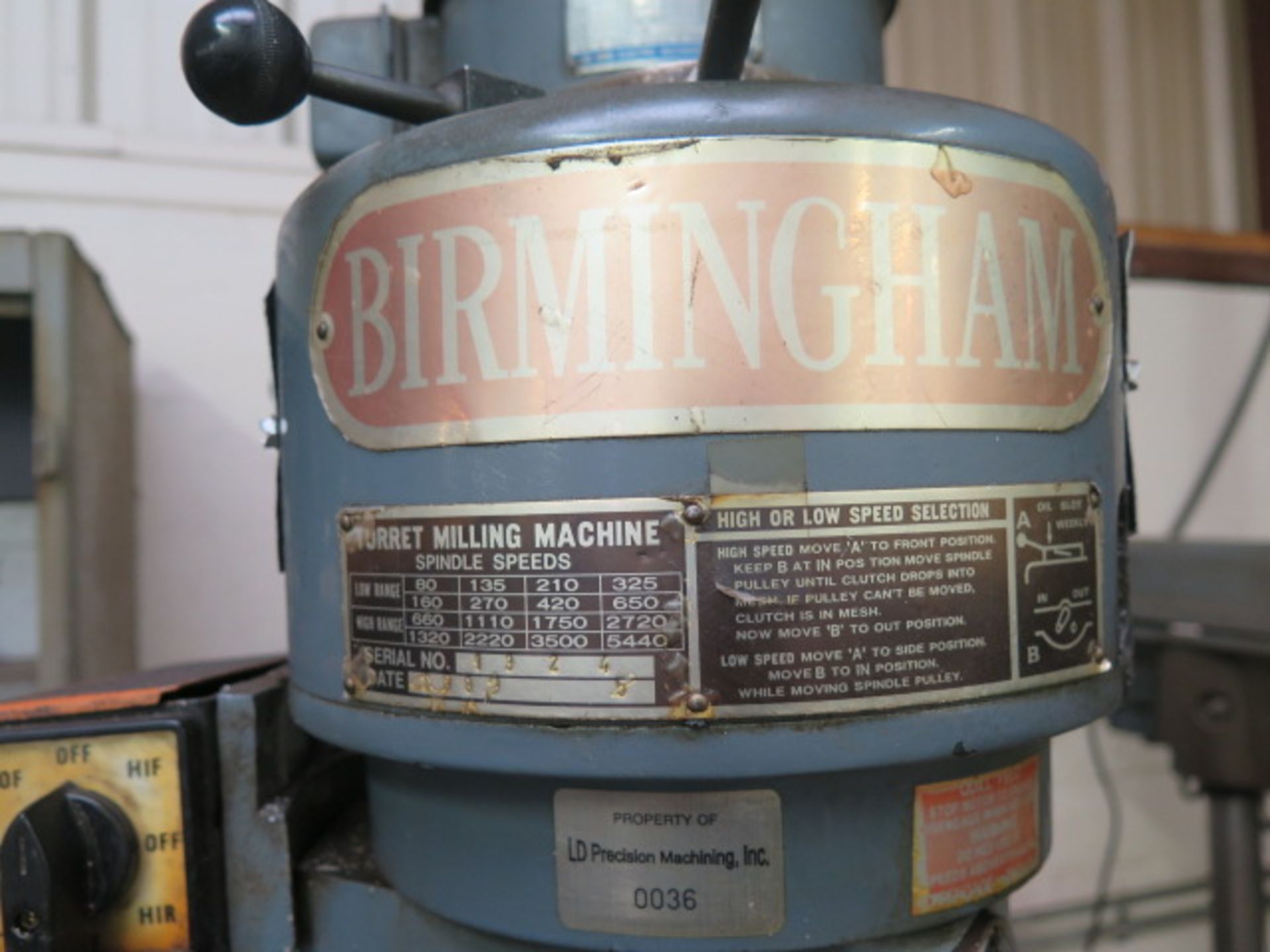 Birmingham BPS1842S Vertical Mill s/n 1324 w/ 80-5440 RPM, 9” x 42” Table - Image 6 of 6