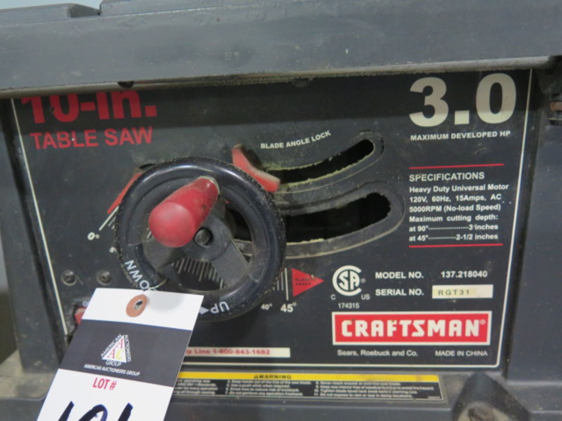 Craftsman Table Saw and (1) for parts - Image 3 of 4