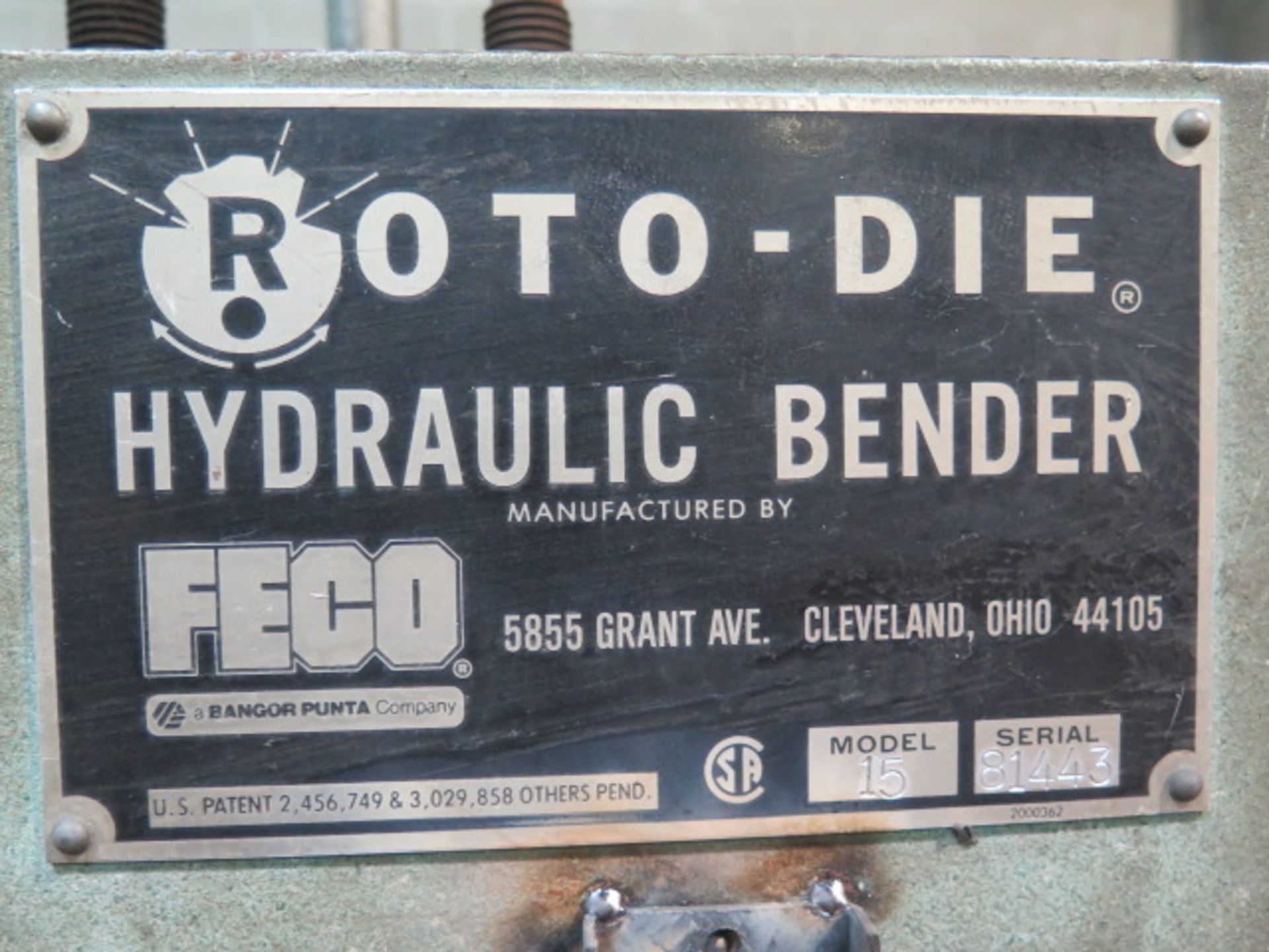 Feco mdl. 15 “Roto-Die” 10’ Hydraulic Bender s/n 81443 w/ 121” Rotary Base Die, 18GA x 10’ @ 3/8” - Image 9 of 9