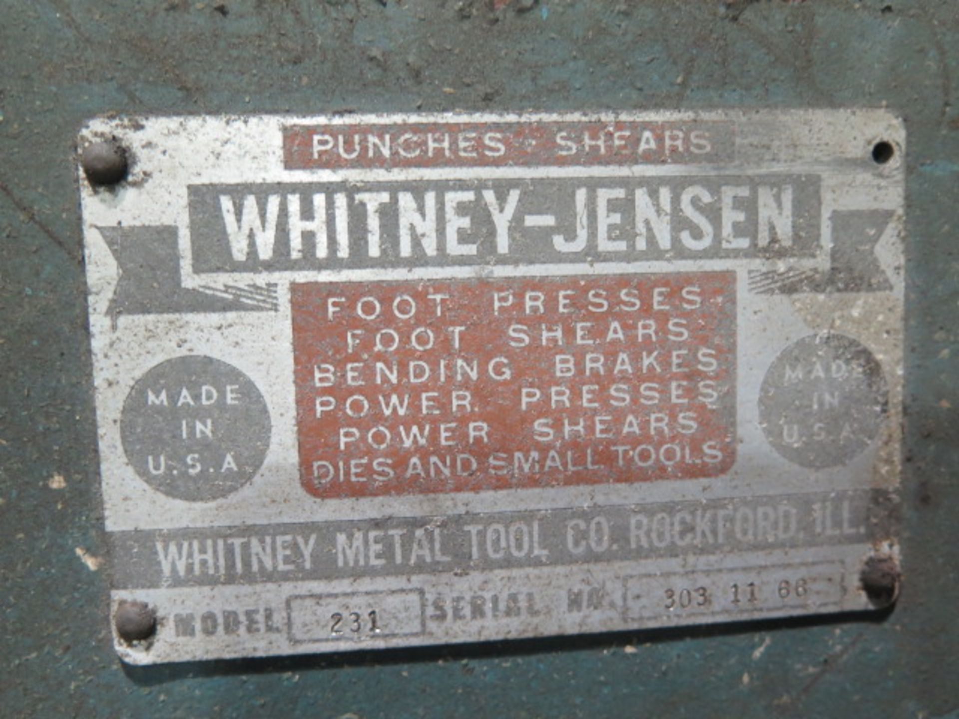 Whitney-Jensen mdl. 231 Mechanical Punch s/n 303-11-99 w/ 24” Throat, Unipunch Deep Throat Punch - Image 7 of 7